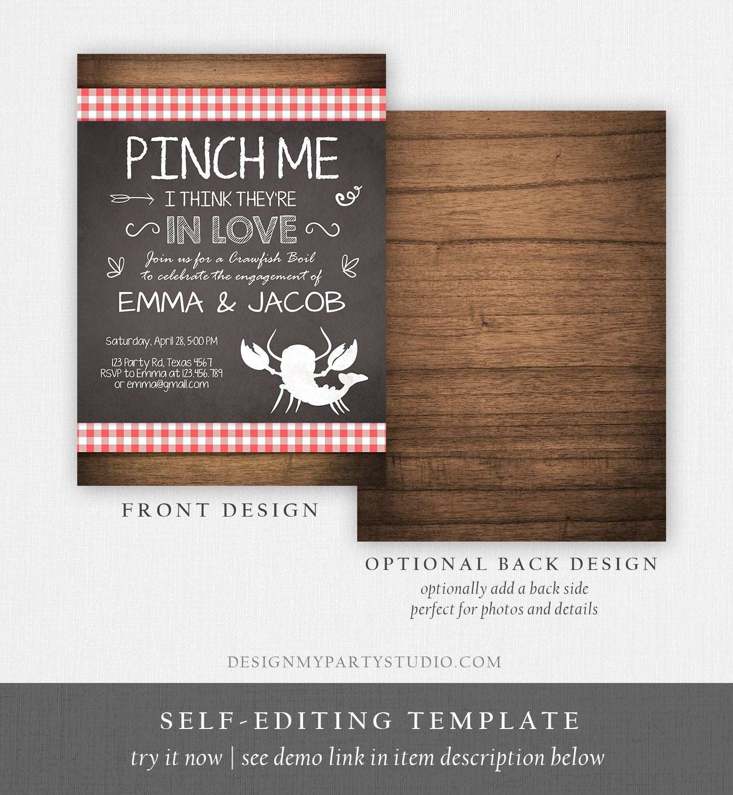 Editable Crawfish Boil Invitation Engagement Party Invitation Couples Shower Seafood Download Printable Invite Template Corjl Digital