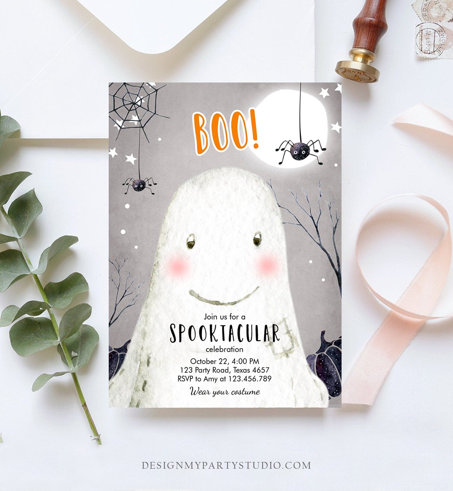 Editable Halloween Party Invitation Costume Party Kids Boo Bash Kids Halloween Bash Trick or Treat Download Printable Template Corjl 0315