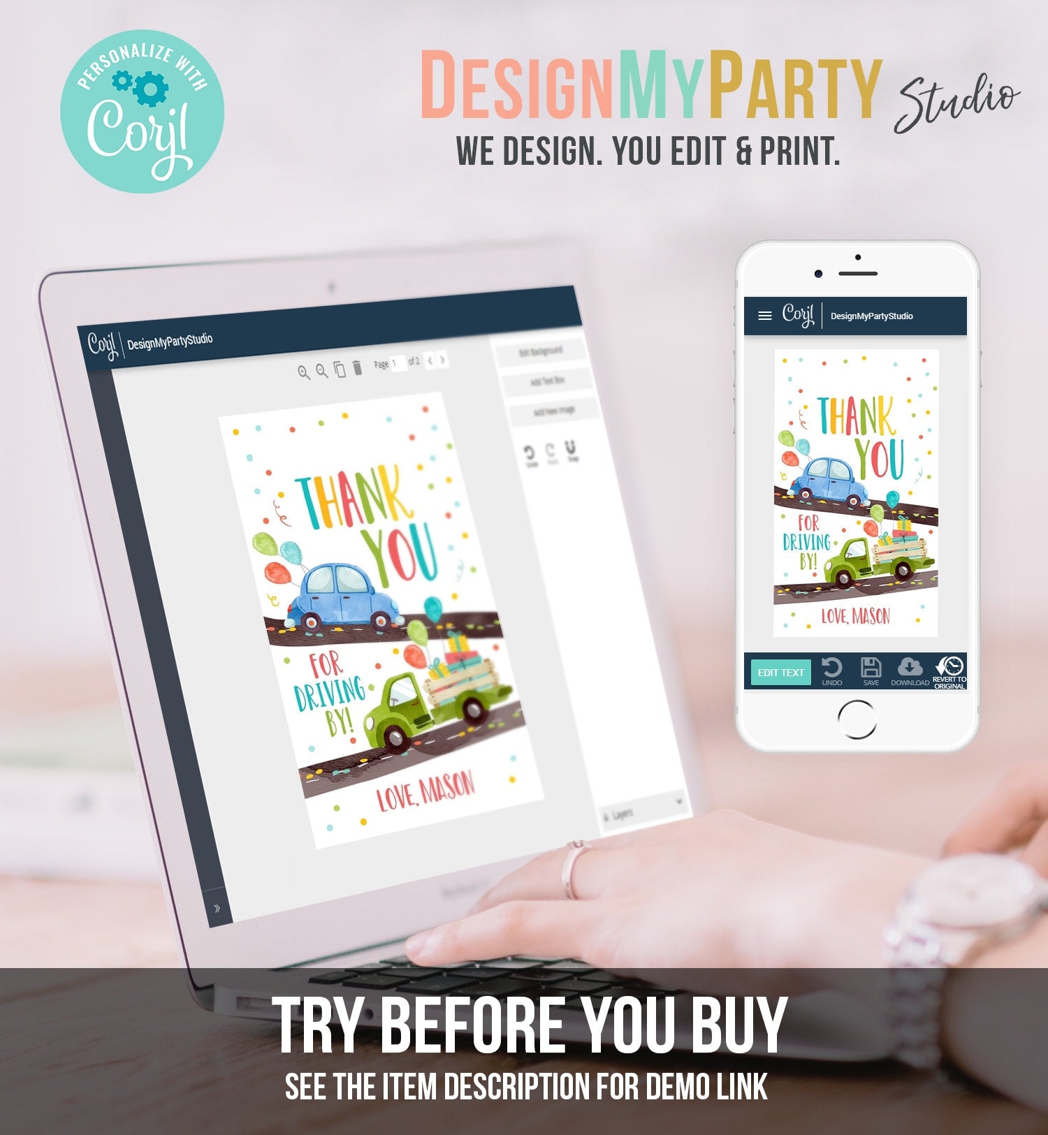Editable Drive By Favor Tag Drive By Birthday Favors Party Parade Thank You Gift Tags Quarantine Blue Car Boy Corjl Template Printable 0333