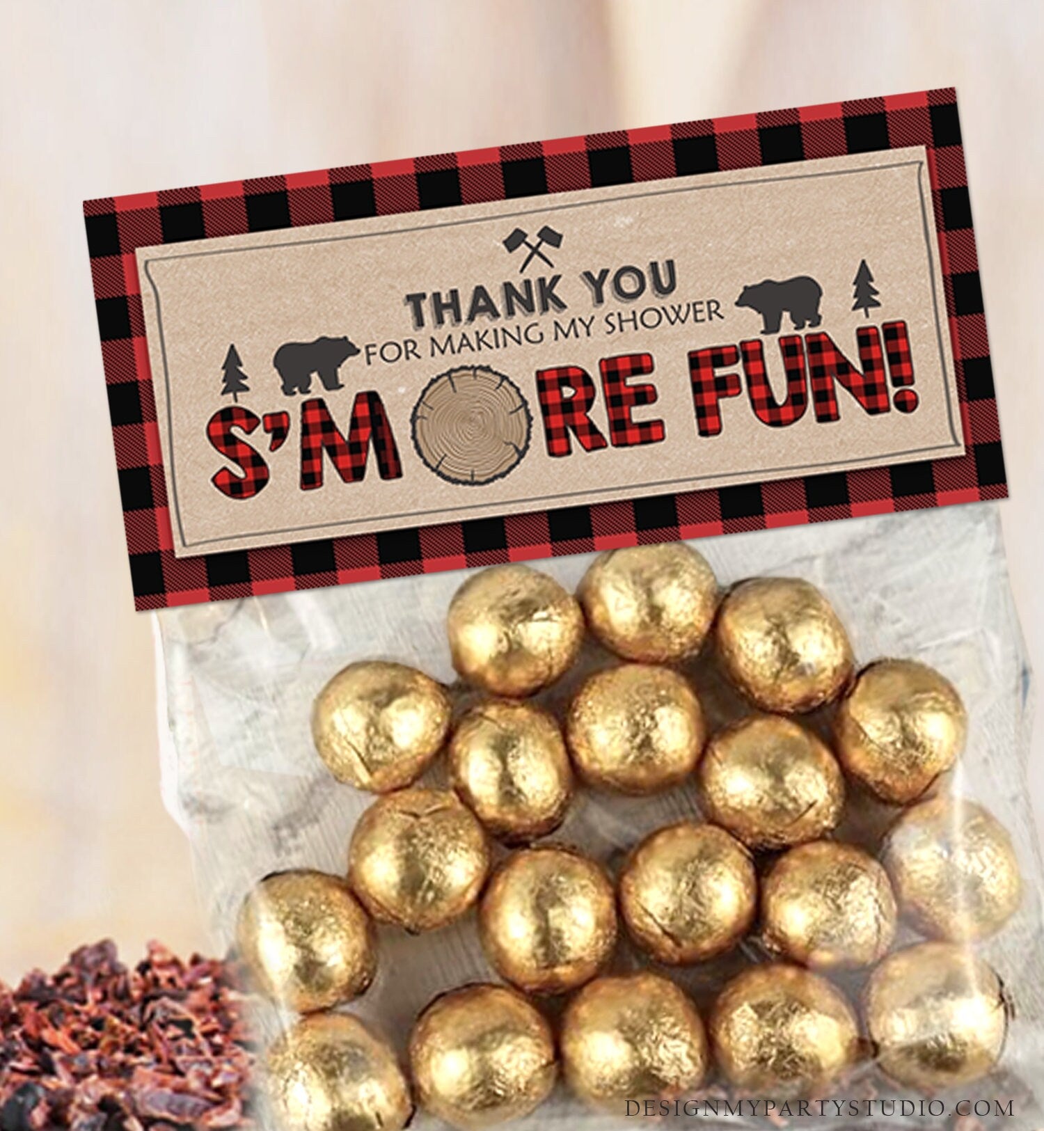Editable Printable Treat Bag toppers Lumberjack Birthday Party Lumberjack Baby Shower Party S'more Download Template Corjl PRINTABLE 0026