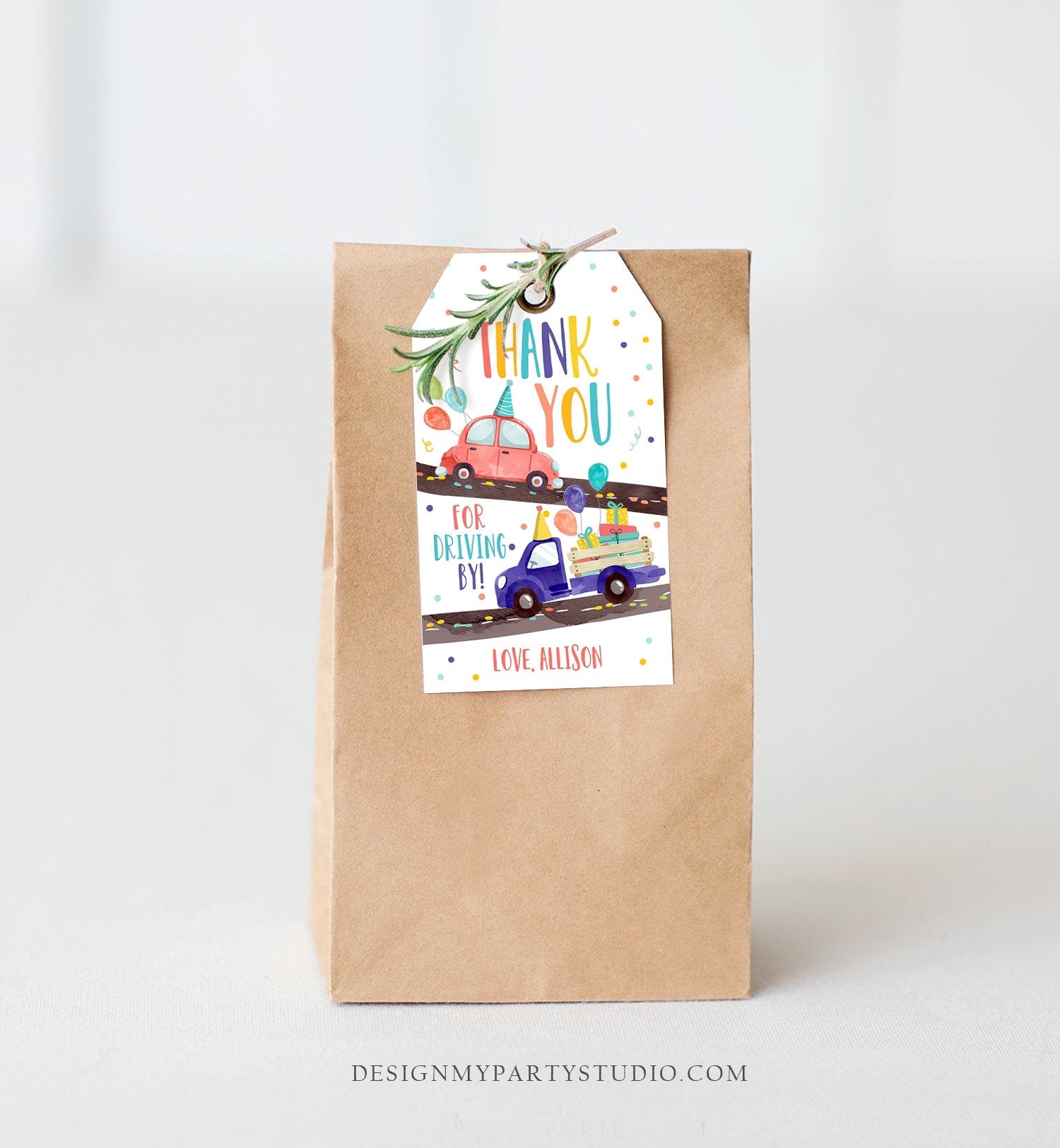 Editable Drive By Favor Tag Drive By Birthday Favors Party Parade Thank You Tags Quarantine Neutral Boy Girl Corjl Template Printable 0333