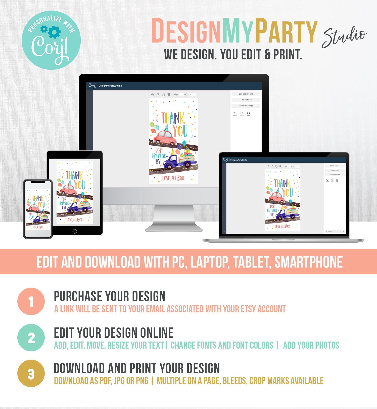 Editable Drive By Favor Tag Drive By Birthday Favors Party Parade Thank You Tags Quarantine Neutral Boy Girl Corjl Template Printable 0333