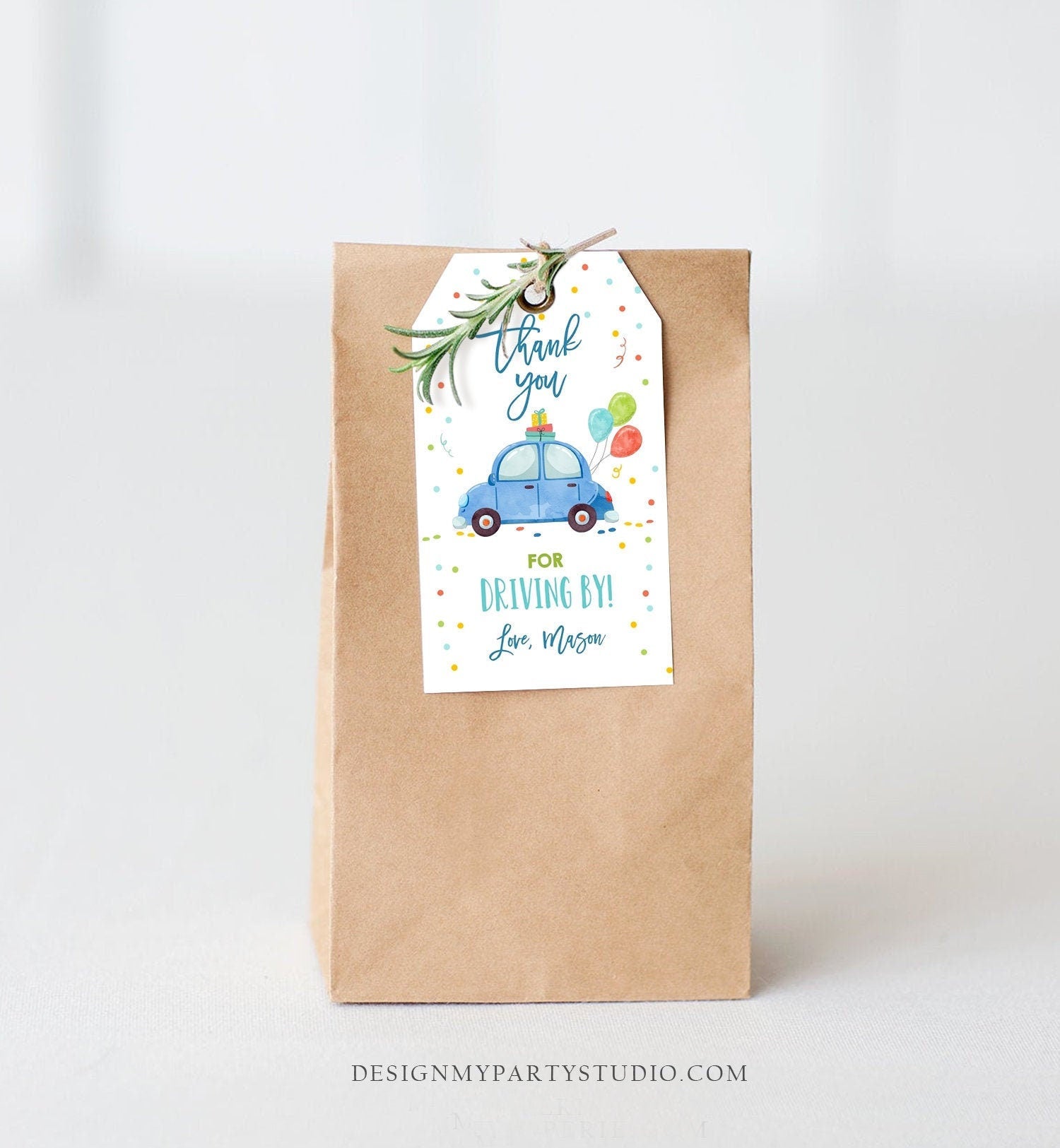 Editable Drive By Favor Tag Drive By Birthday Favors Party Parade Thank You Gift Tags Quarantine Blue Car Boy Corjl Template Printable 0333