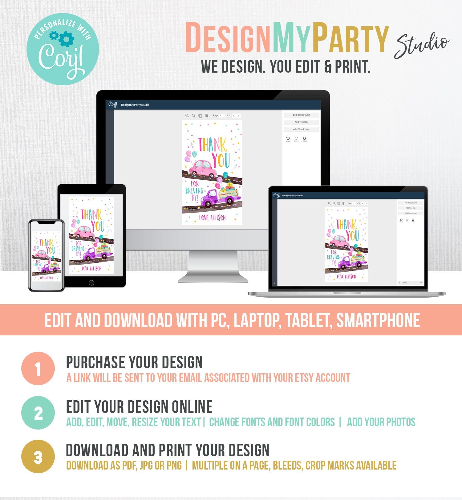 Editable Drive By Favor Tag Drive By Birthday Favors Party Parade Thank You Gift Tags Quarantine Pink Car Girl Corjl Template Printable 0333