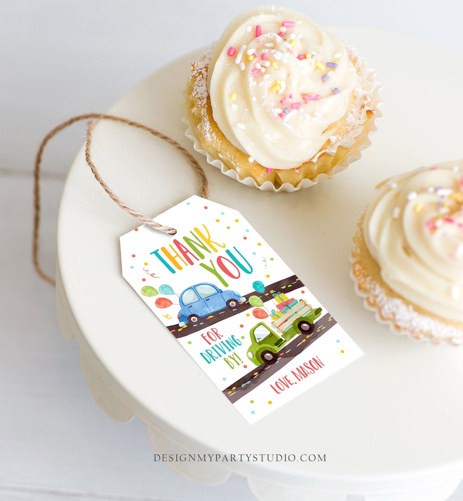 Editable Drive By Favor Tag Drive By Birthday Favors Party Parade Thank You Gift Tags Quarantine Blue Car Boy Corjl Template Printable 0333