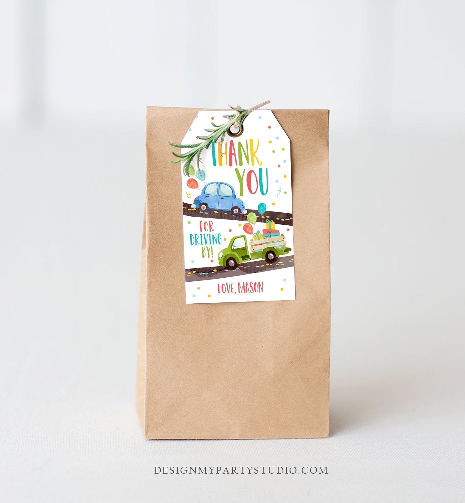 Editable Drive By Favor Tag Drive By Birthday Favors Party Parade Thank You Gift Tags Quarantine Blue Car Boy Corjl Template Printable 0333
