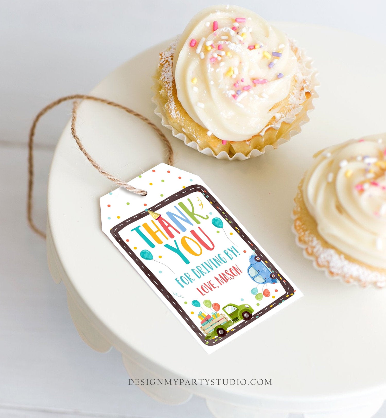 Editable Drive By Favor Tag Drive By Birthday Favors Party Parade Thank You Gift Tags Quarantine Blue Car Boy Corjl Template Printable 0333