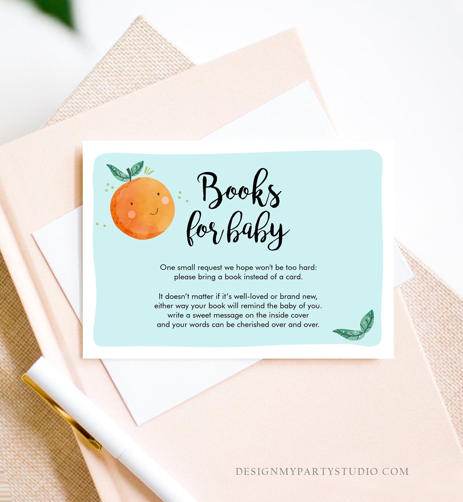 Editable A Little Cutie is on the Way Bring a Book Card Clementine Baby Shower Book Insert Books for Baby Blue Template PRINTABLE Corjl 0330