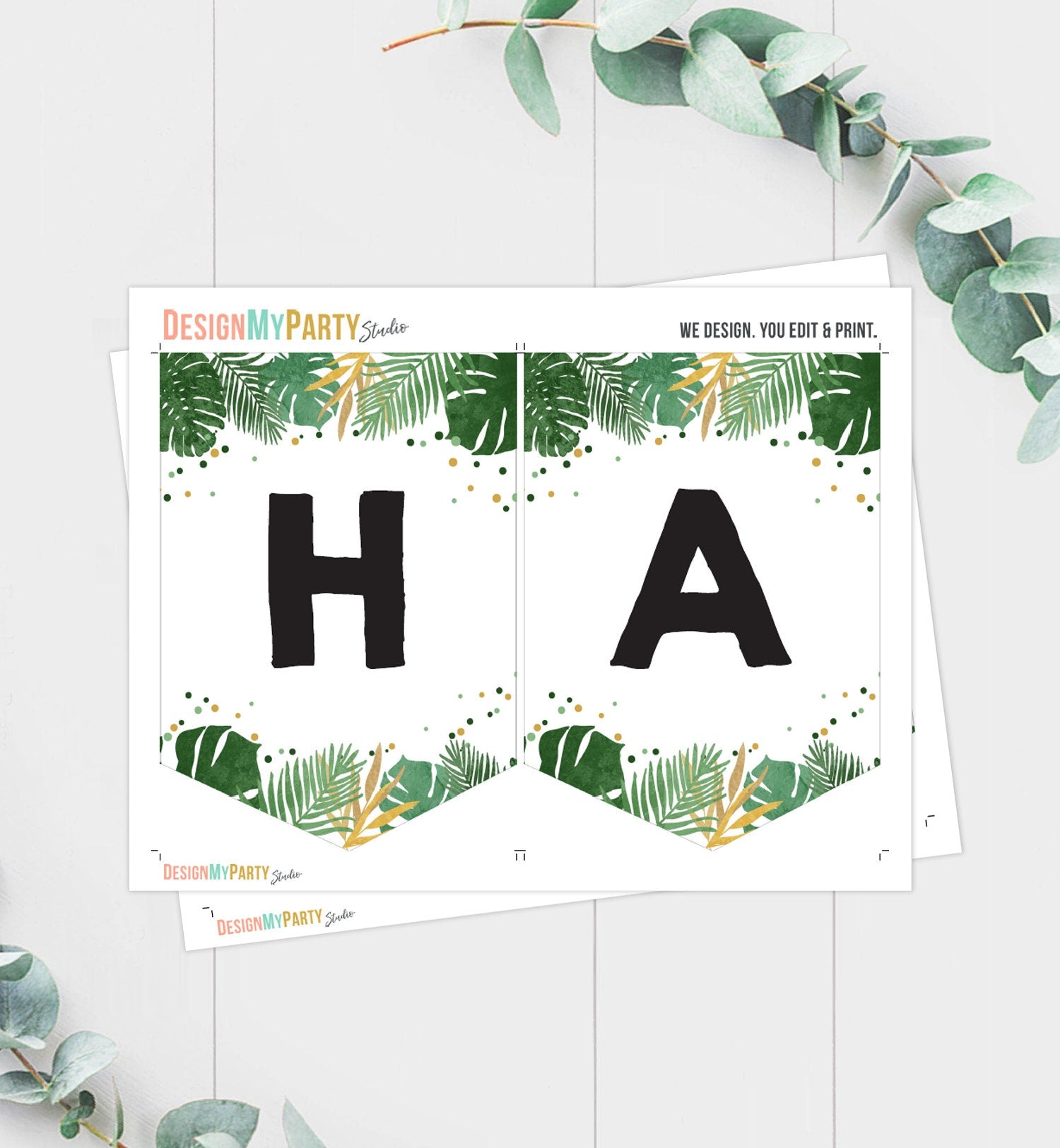 Happy Birthday Banner Wild One Birthday Banner Safari Animals Black and Gold Zoo Wild Birthday Instant download PRINTABLE DIGITAL DIY 0332