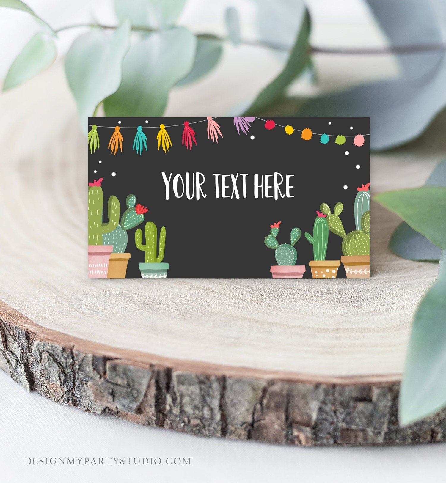 Editable Fiesta Cactus Food Labels Fiesta Party Place Card Tent Card Escort Card Mexican Birthday Fiesta Confetti Decor Corjl Template 0254