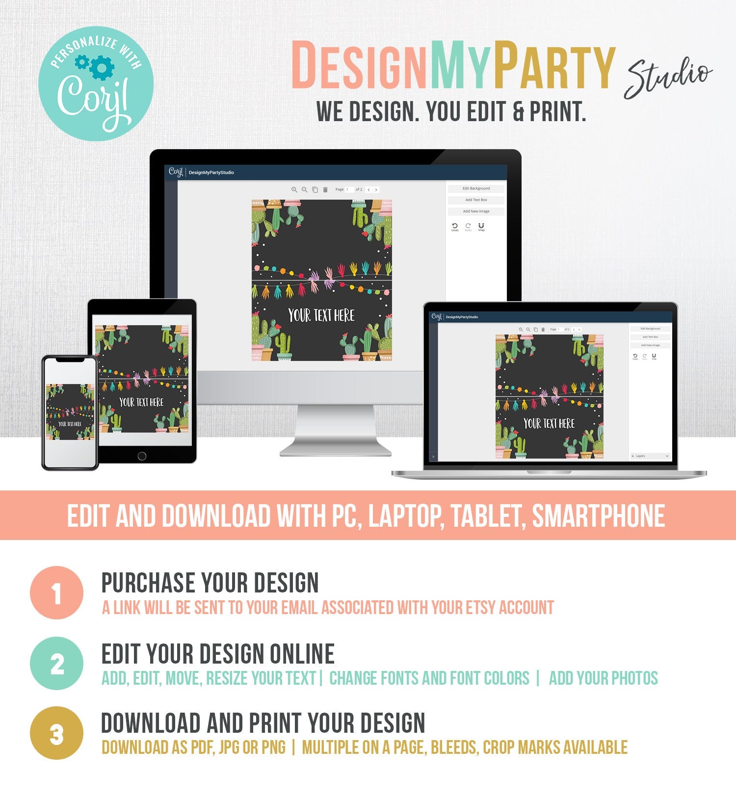 Editable Fiesta Cactus Food Labels Fiesta Party Place Card Tent Card Escort Card Mexican Birthday Fiesta Confetti Decor Corjl Template 0254