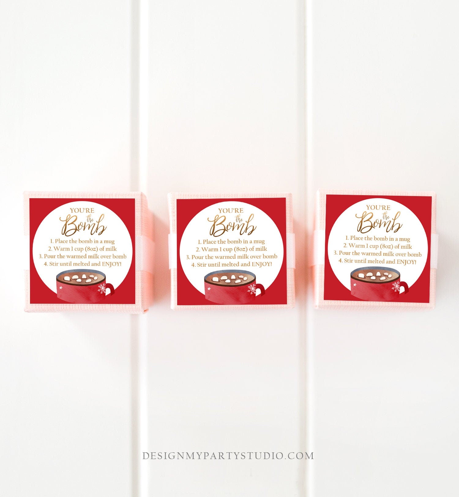 Editable Hot Chocolate Bomb Tags Bomb Instructions Cookies and Cocoa Favor Tags Winter Christmas You're The Bomb Digital PRINTABLE 0353