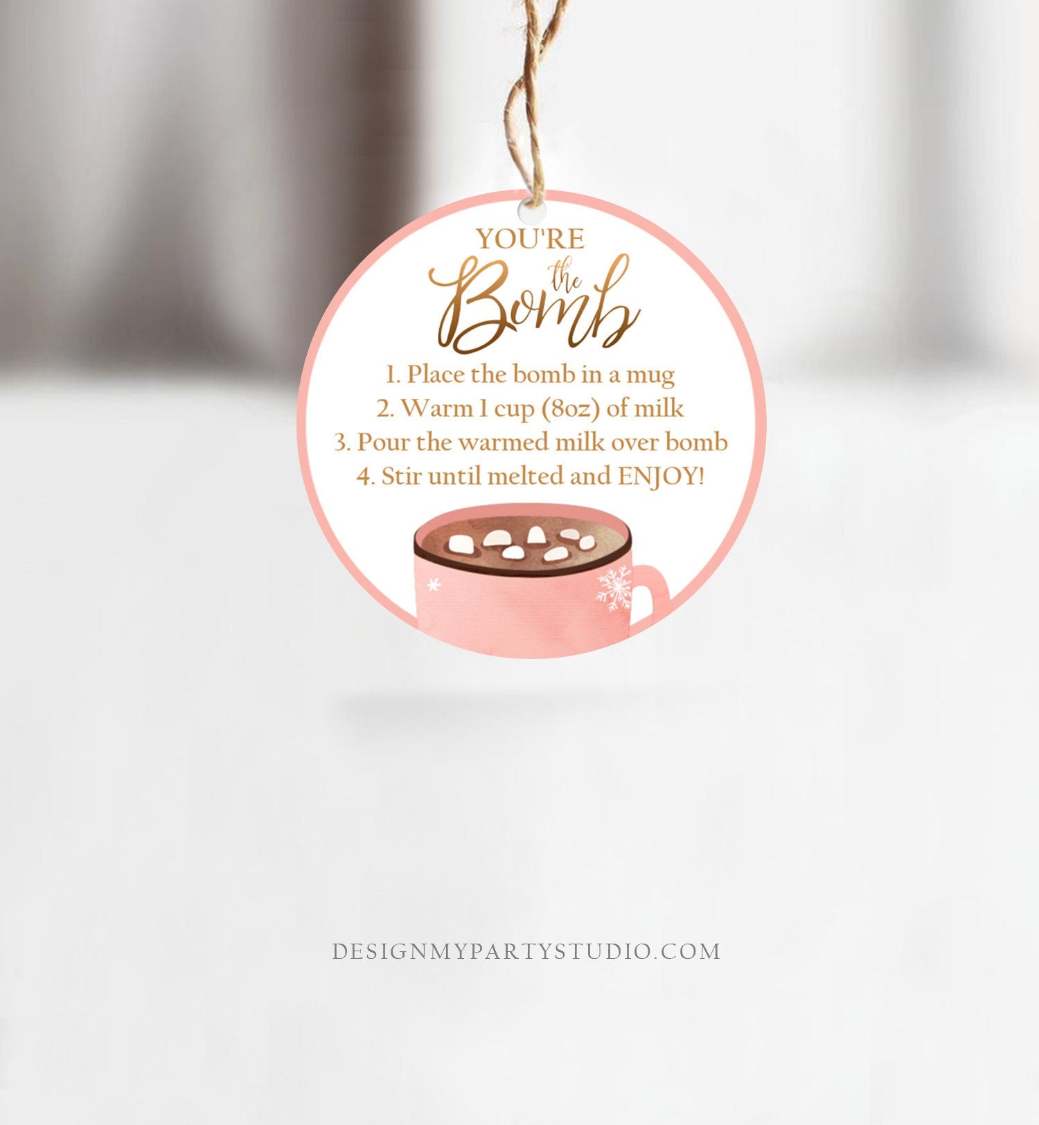 Editable Hot Chocolate Bomb Tags Bomb Instructions Cookies and Cocoa Favor Tags Winter Christmas You're The Bomb Digital PRINTABLE 0353
