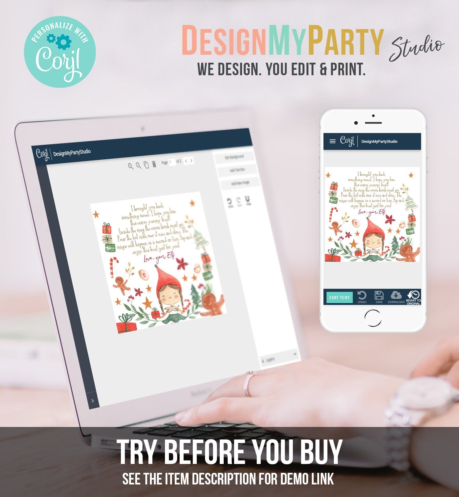 Editable Elf Hot Chocolate Bomb Tags Bomb Instructions Cocoa Favor Tags Elf Party Christmas Elf Visit Elf Birthday Digital PRINTABLE 0358