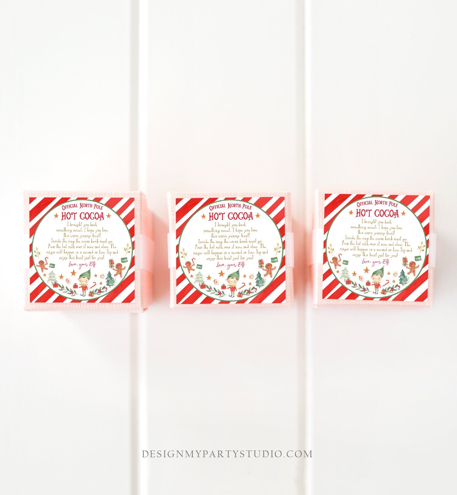 Editable Elf Hot Chocolate Bomb Tags Bomb Instructions Cocoa Favor Tags Elf Party Christmas Visit North Pole Birthday Digital PRINTABLE 0358