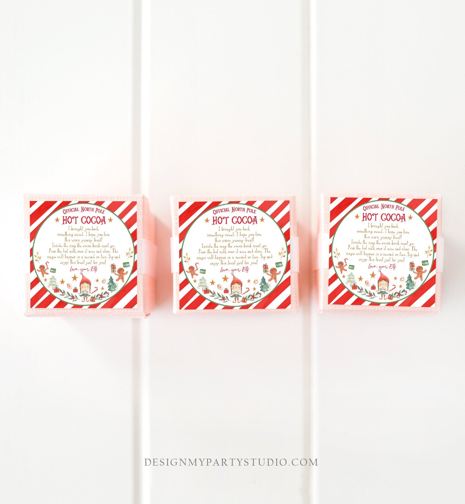 Editable Elf Hot Chocolate Bomb Tags Bomb Instructions Cocoa Favor Tags Elf Party Christmas Visit North Pole Birthday Digital PRINTABLE 0358