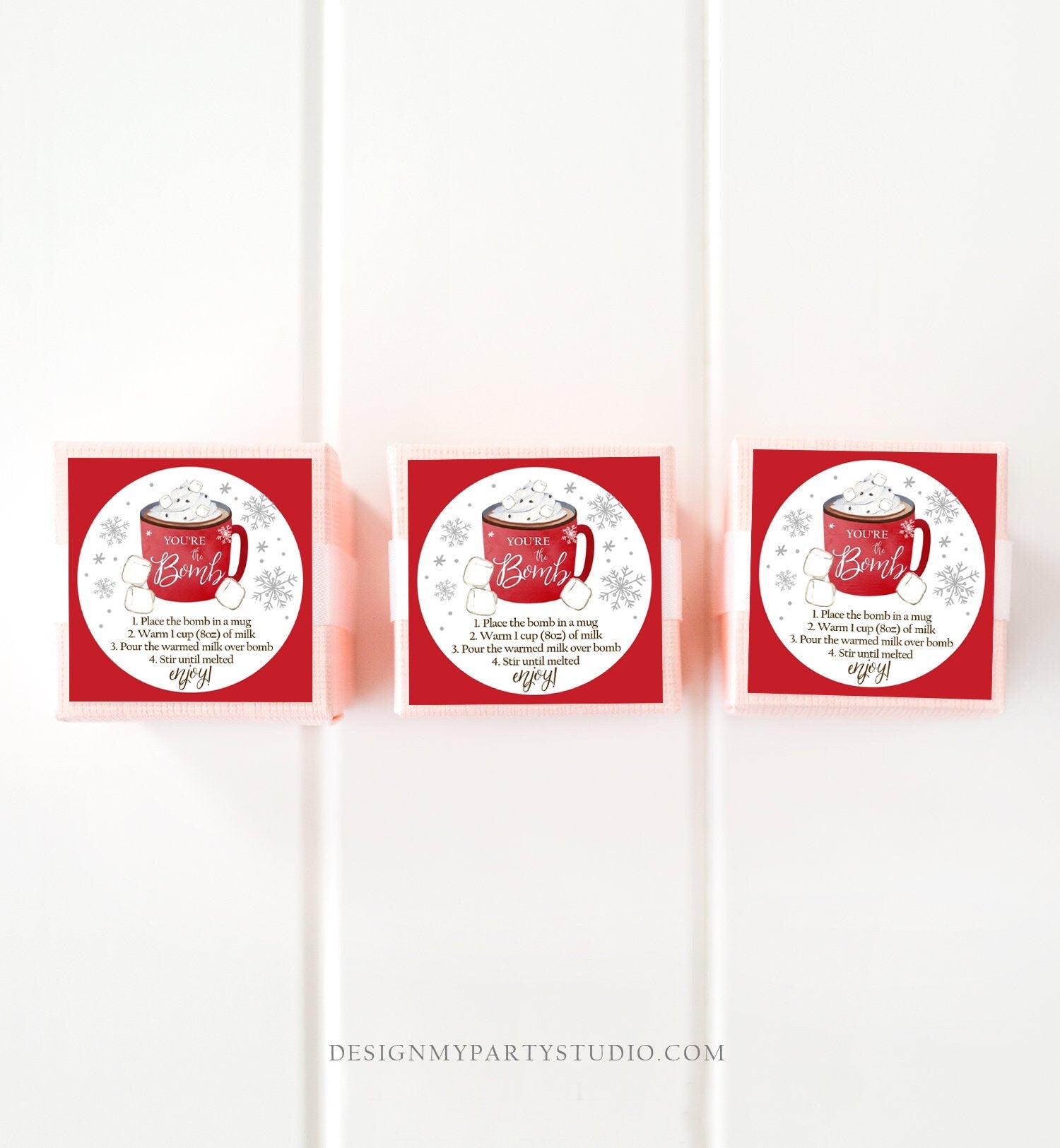 Editable Hot Chocolate Bomb Tags Bomb Instructions Cookies and Cocoa Favor Tags Winter Christmas You're The Bomb Digital PRINTABLE 0353