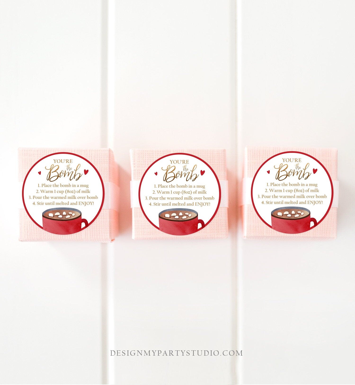 Editable Hot Chocolate Bomb Tags Bomb Instructions Cookies and Cocoa Favor Tags Valentine Christmas You're The Bomb Digital PRINTABLE 0370