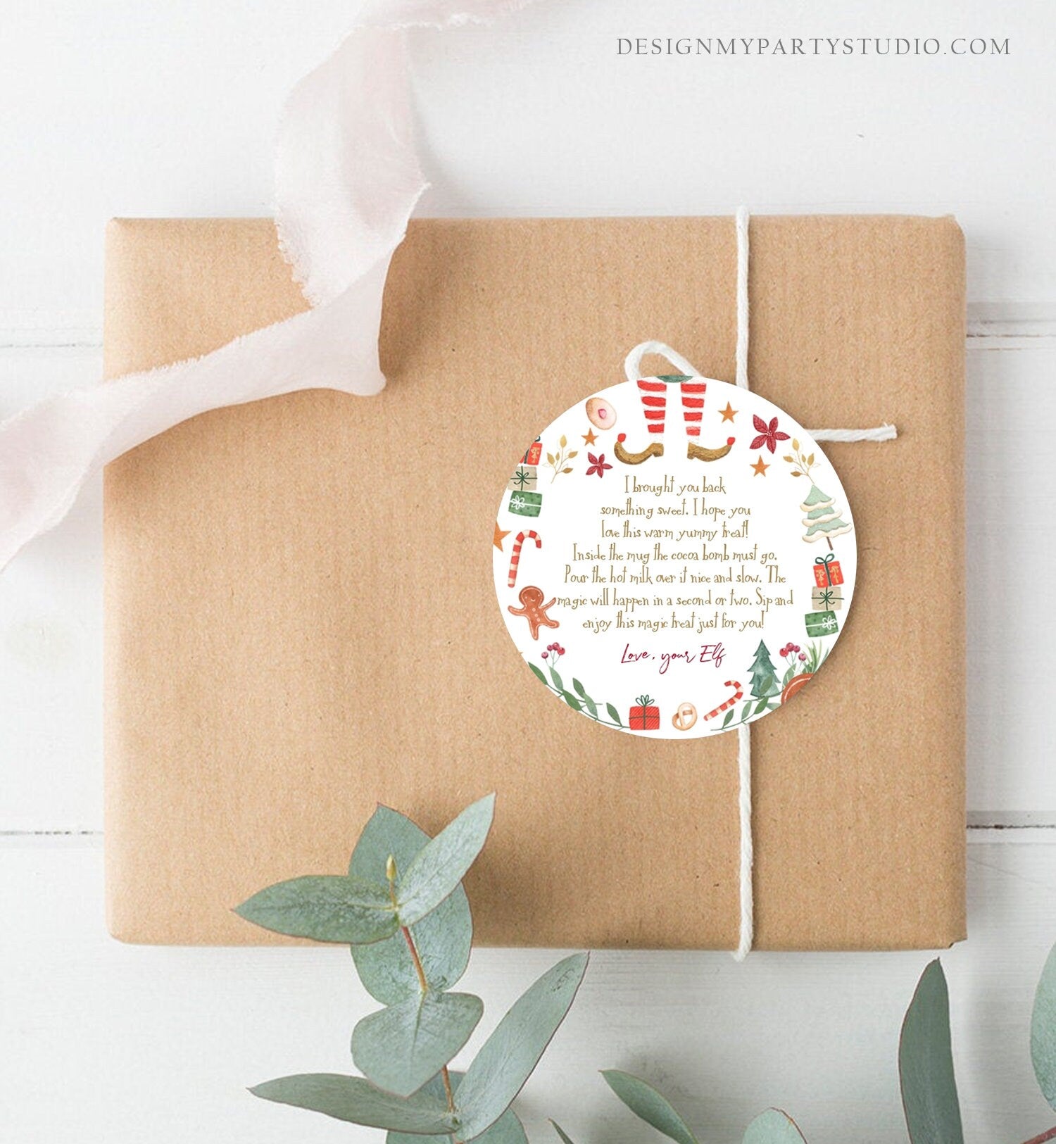 Editable Elf Hot Chocolate Bomb Tags Bomb Instructions Cocoa Favor Tag Elf Party Christmas Elf Visit Elf Birthday Digital PRINTABLE 0358
