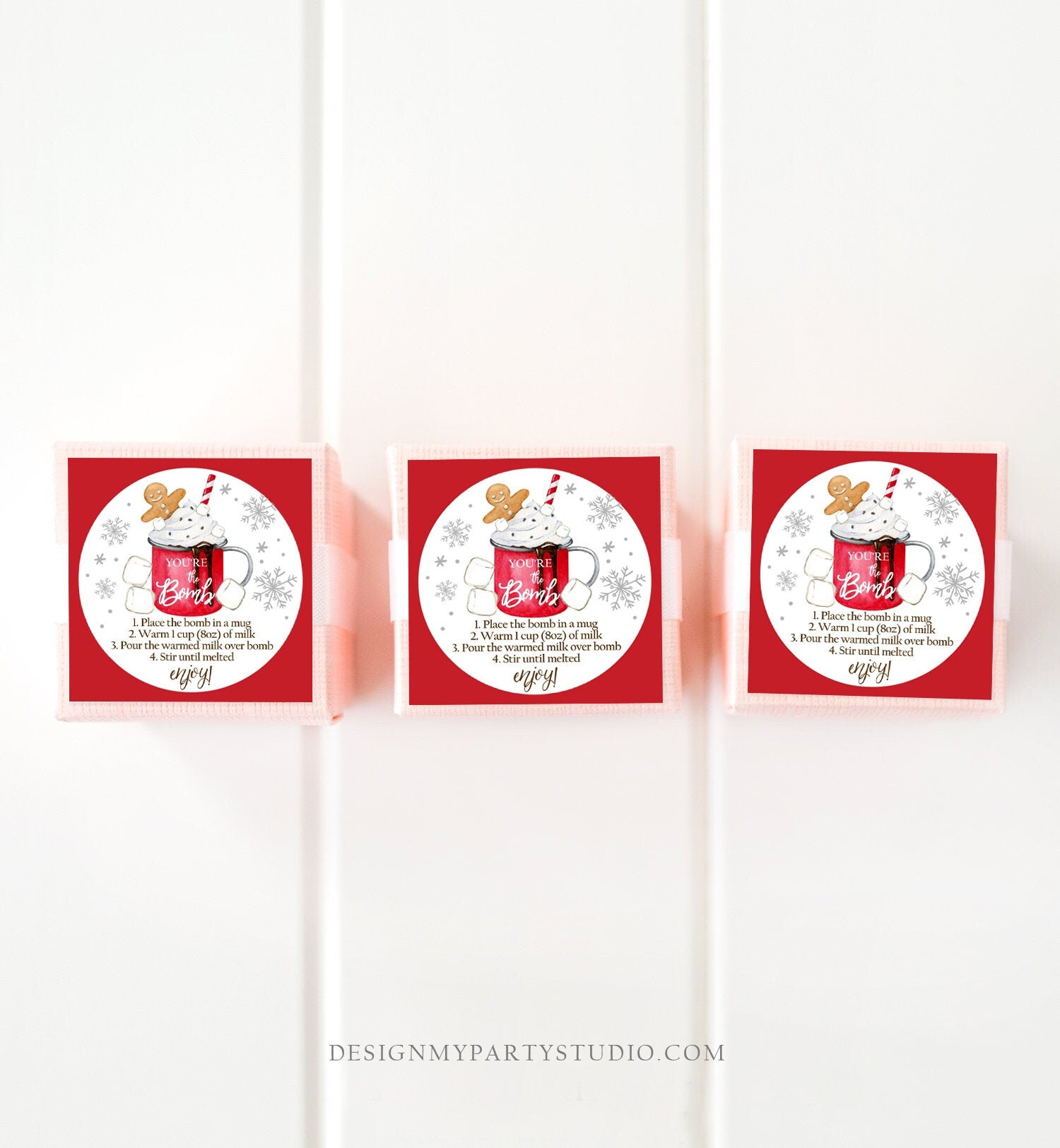 Editable Hot Chocolate Bomb Tags Bomb Instructions Cookies and Cocoa Favor Tags Winter Christmas You're The Bomb Digital PRINTABLE 0358