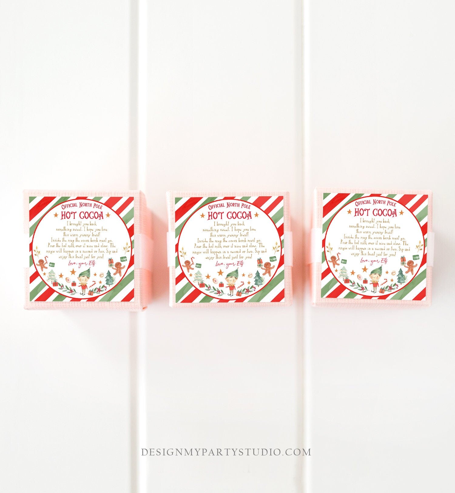 Editable Elf Hot Chocolate Bomb Tags Bomb Instructions Cocoa Favor Tags Elf Party Christmas Visit North Pole Birthday Digital PRINTABLE 0358
