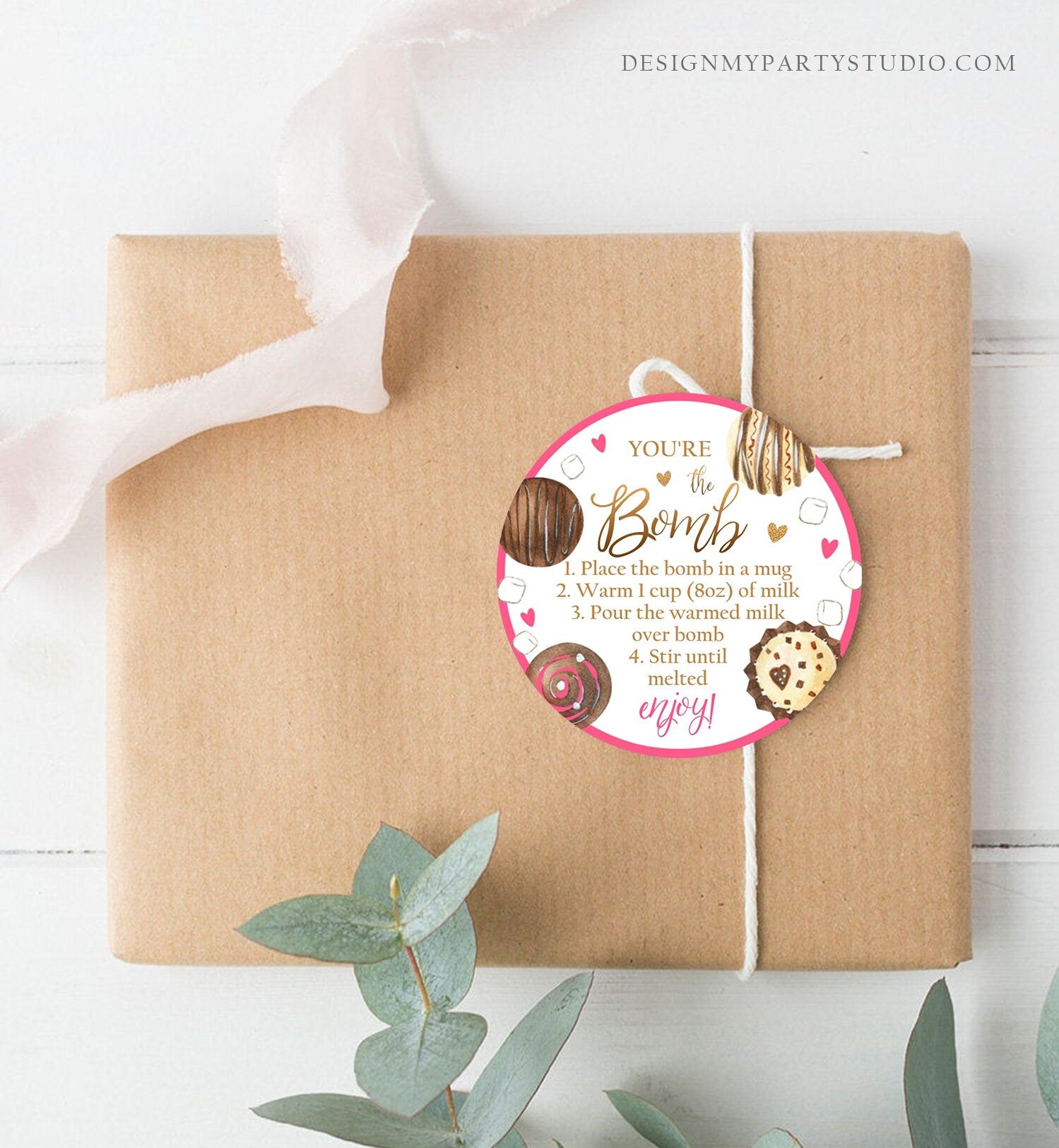 Editable Hot Chocolate Bomb Tags Bomb Instructions Valentine Hot Cocoa Bomb Favor Tags Valentine Gift You're The Bomb Digital PRINTABLE 0370