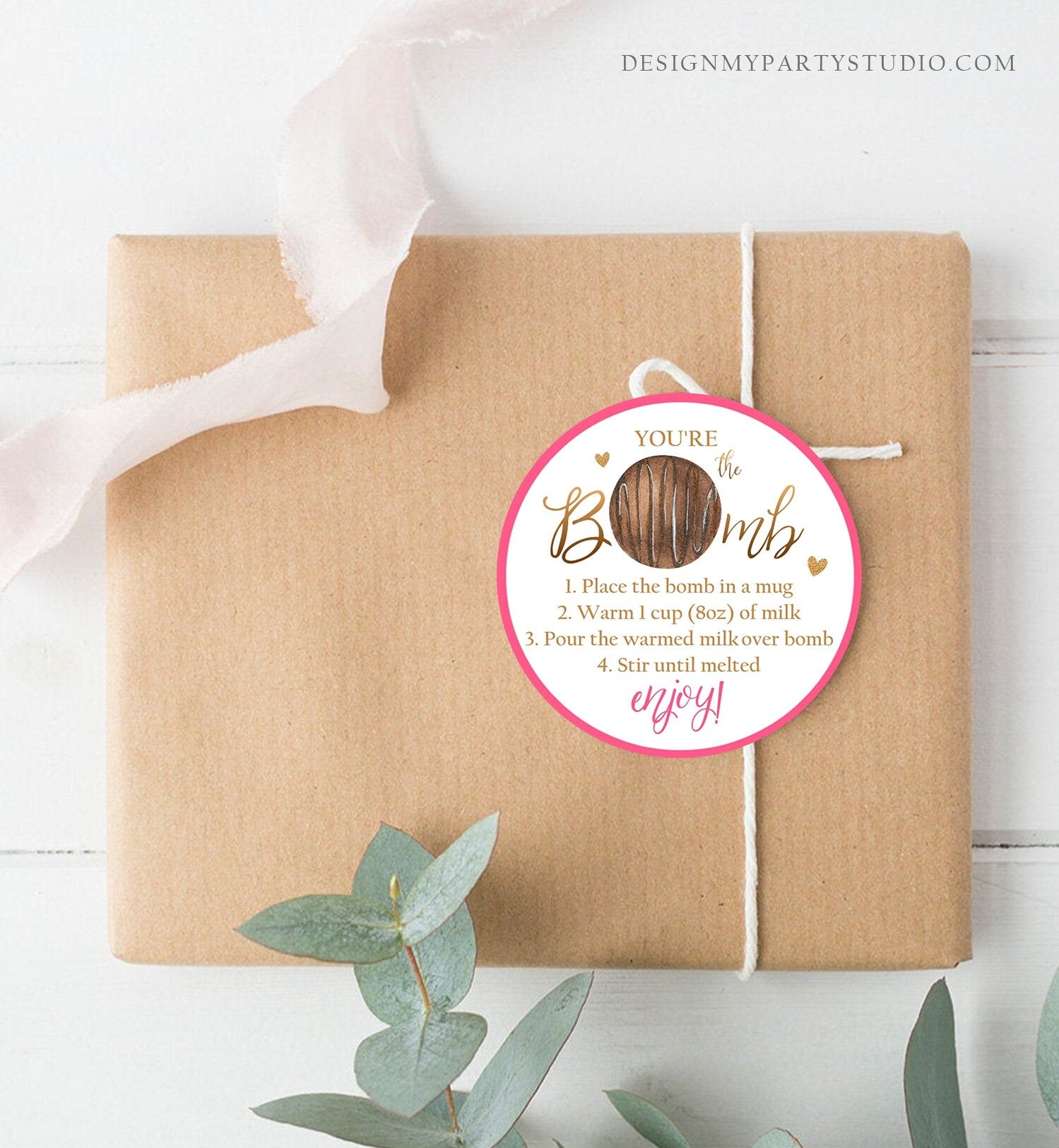Editable Hot Chocolate Bomb Tags Bomb Instructions Valentine Hot Cocoa Bomb Favor Tags Valentine Gift You're The Bomb Digital PRINTABLE 0370