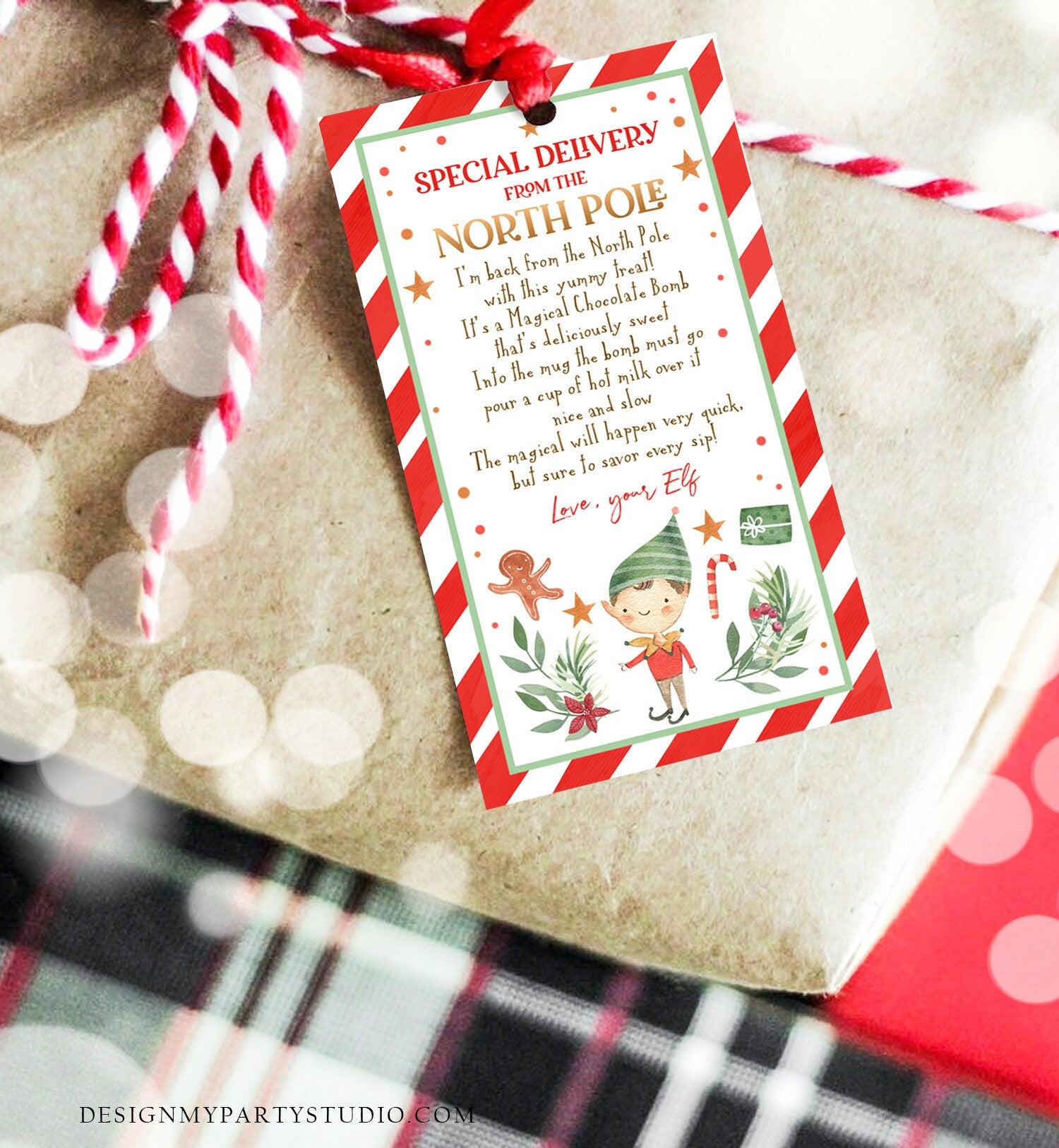 Editable Elf Hot Chocolate Bomb Tags Bomb Instructions Hot Cocoa Favor Tags Elf Arrival Christmas Gift North Pole Printable Template 0358