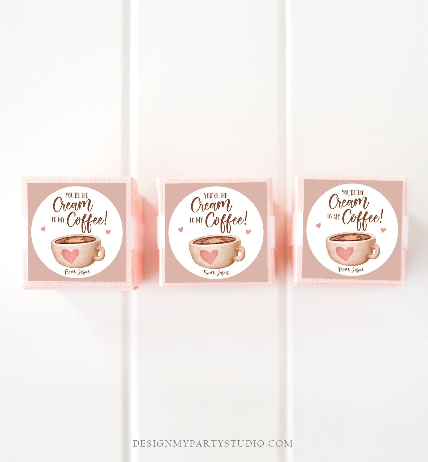 Editable Valentine's Day Cookie Tag Coffee Cookies Tag Love You A Latte Sticker Cream To My Coffee Valentine Tag Digital PRINTABLE 0370