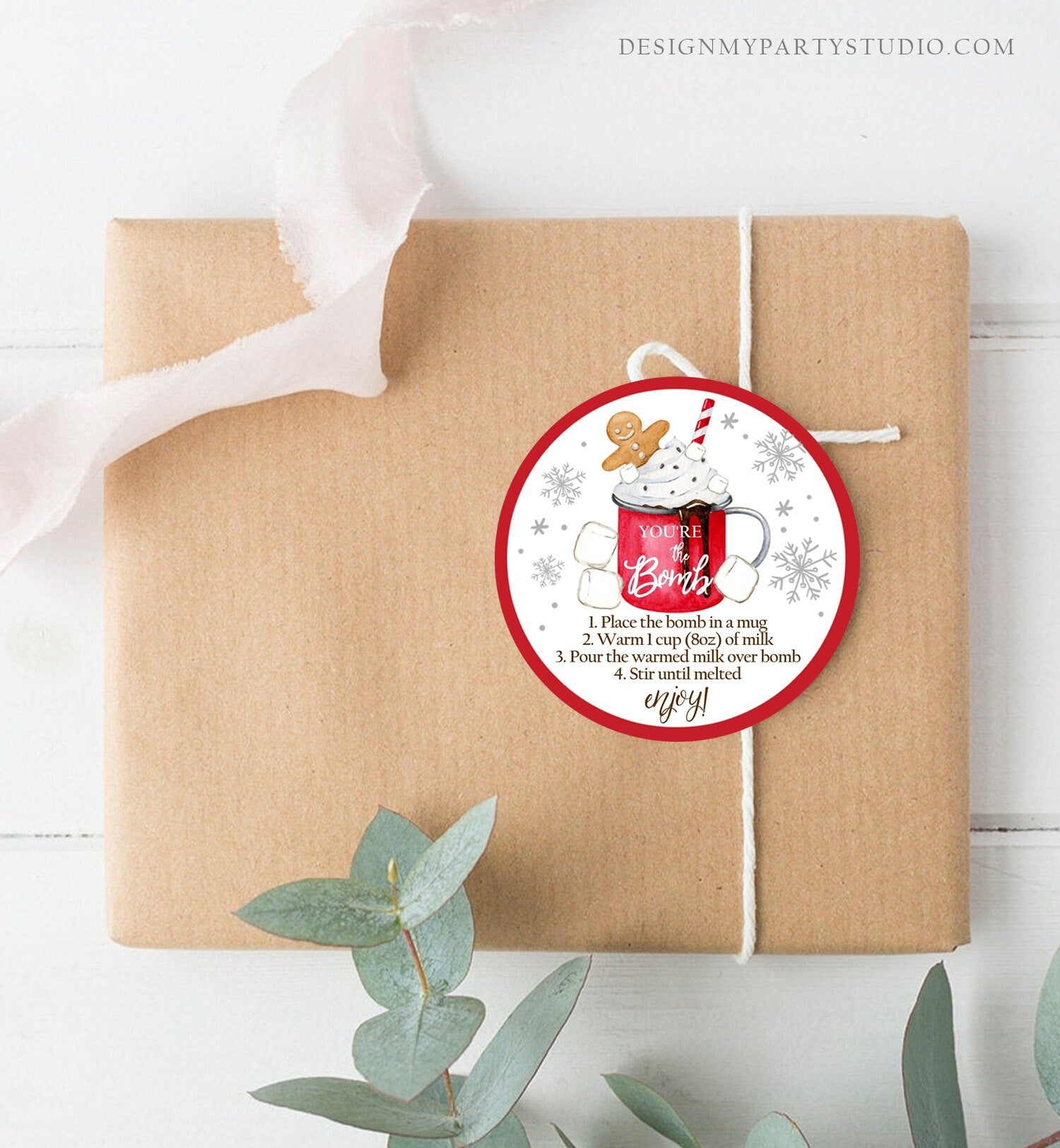 Editable Hot Chocolate Bomb Tags Bomb Instructions Cookies and Cocoa Favor Tags Winter Christmas You're The Bomb Digital PRINTABLE 0358