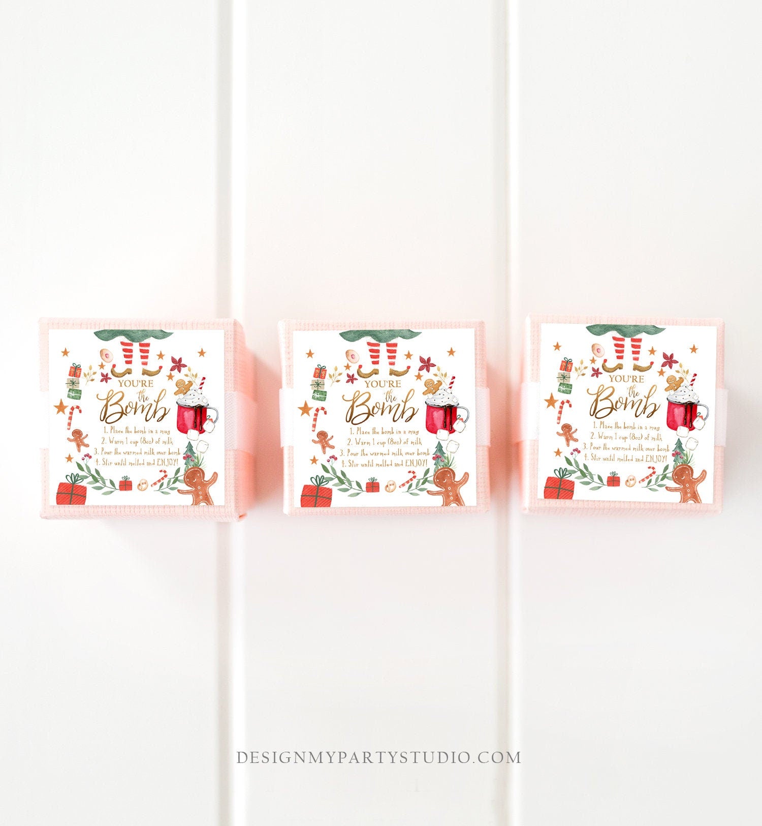 Editable Hot Chocolate Bomb Tags Elf Bomb Instructions Cocoa Favor Tags Elf Party Christmas Elf Visit Elf Birthday Digital PRINTABLE 0358