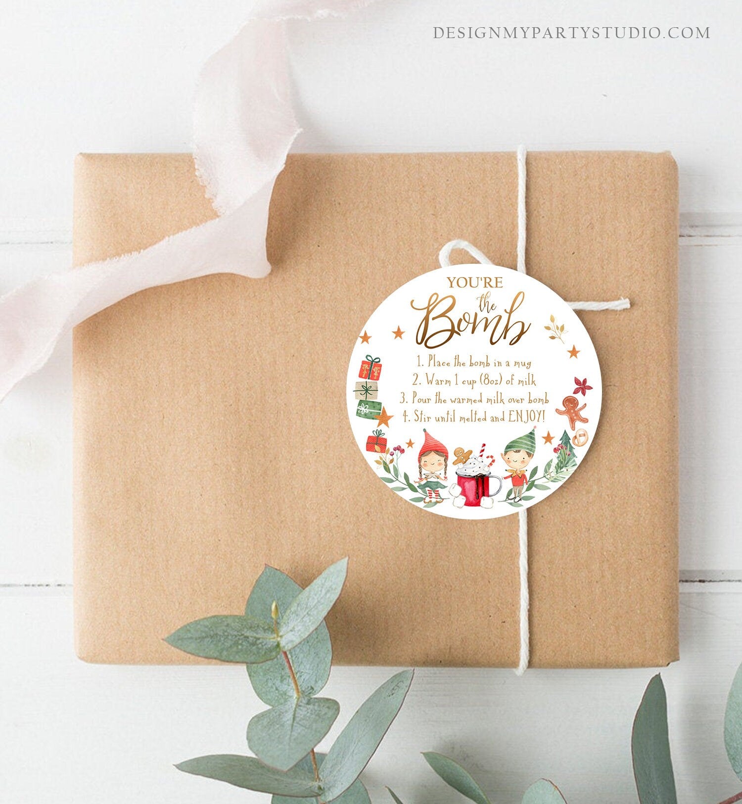 Editable Elf Hot Chocolate Bomb Tags Bomb Instructions Cocoa Favor Tags Elf Party Christmas Elves Visit Elf Birthday Digital PRINTABLE 0358