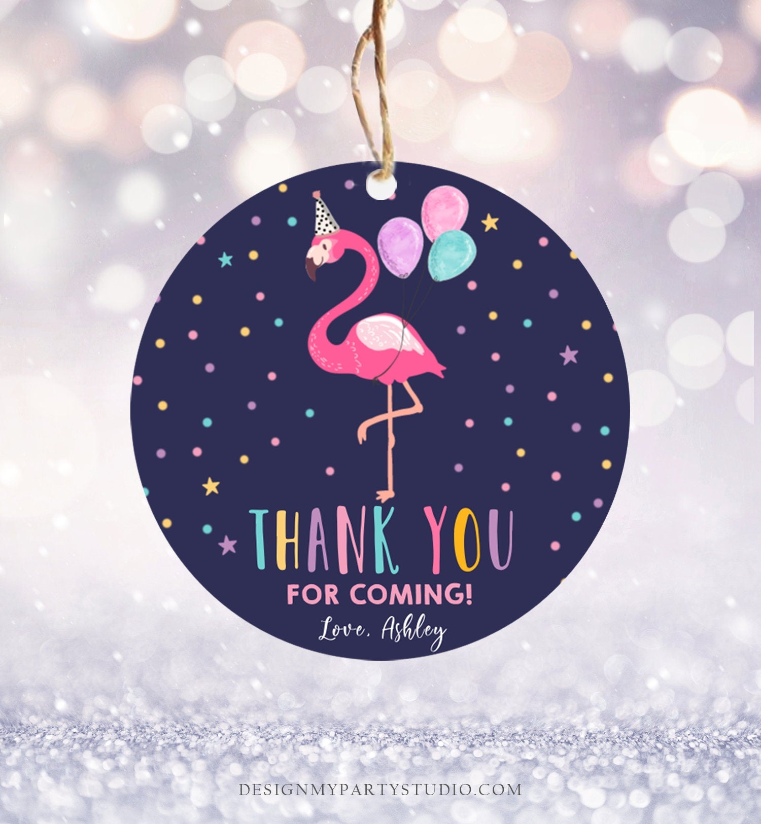 Editable Flamingo Favor Tag Drive By Birthday Favors Party Parade Cars Tropical Thank You Gift Tags Pink Girl Corjl Template Printable 0200