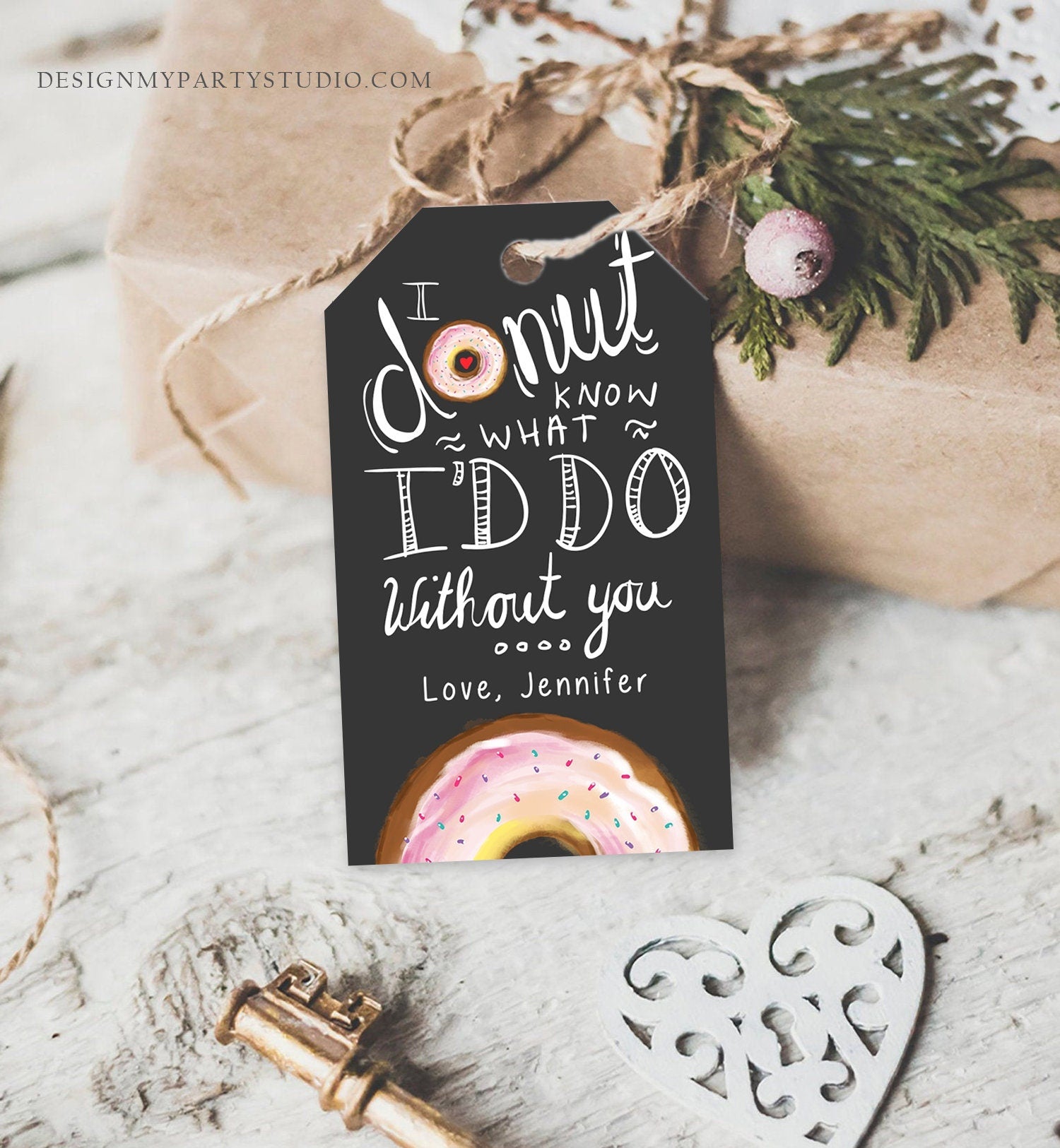 Editable Donut Valentine Tag Valentine's Day Card for Kids School Donut Know Classroom Cookie Tag Printable Personalized PRINTABLE 0368 0370