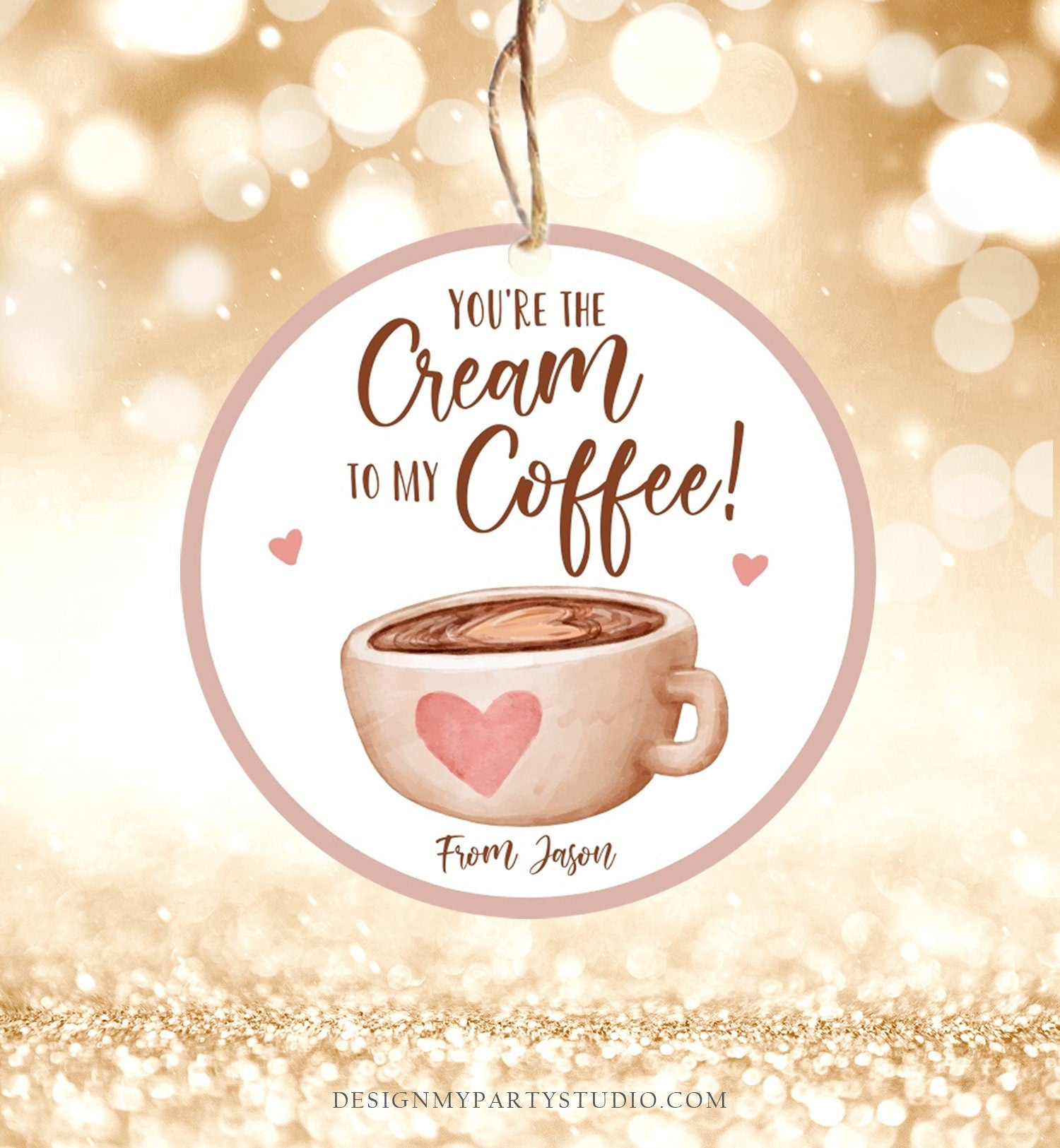Editable Valentine's Day Cookie Tag Coffee Cookies Tag Love You A Latte Sticker Cream To My Coffee Valentine Tag Digital PRINTABLE 0370
