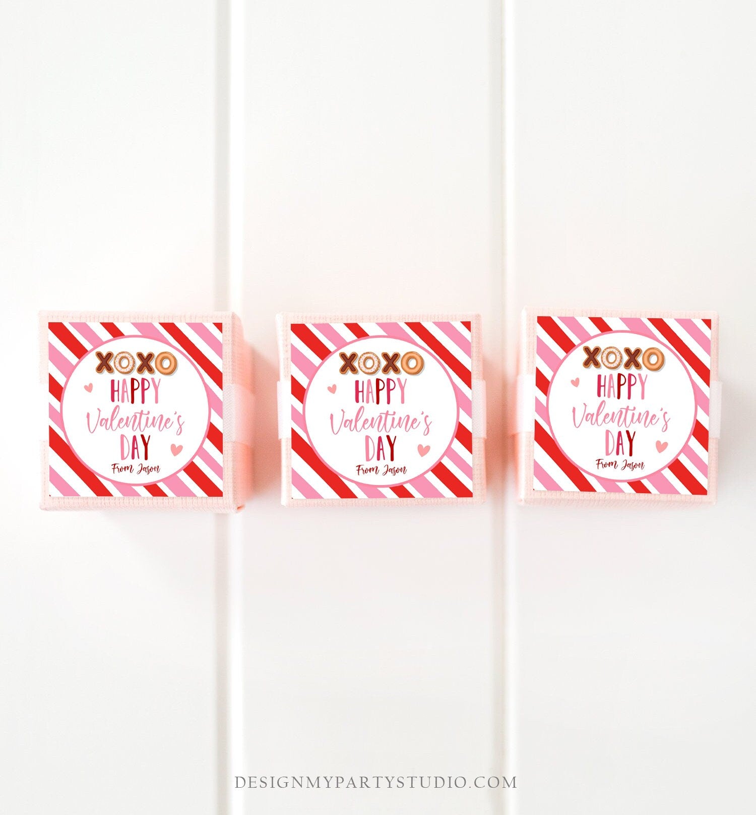 Editable Valentine's Day Cookie Tags Happy Valentine's Day Cookies Tag Sticker xoxo Kisses Valentines Day Card Labels Digital PRINTABLE 0370