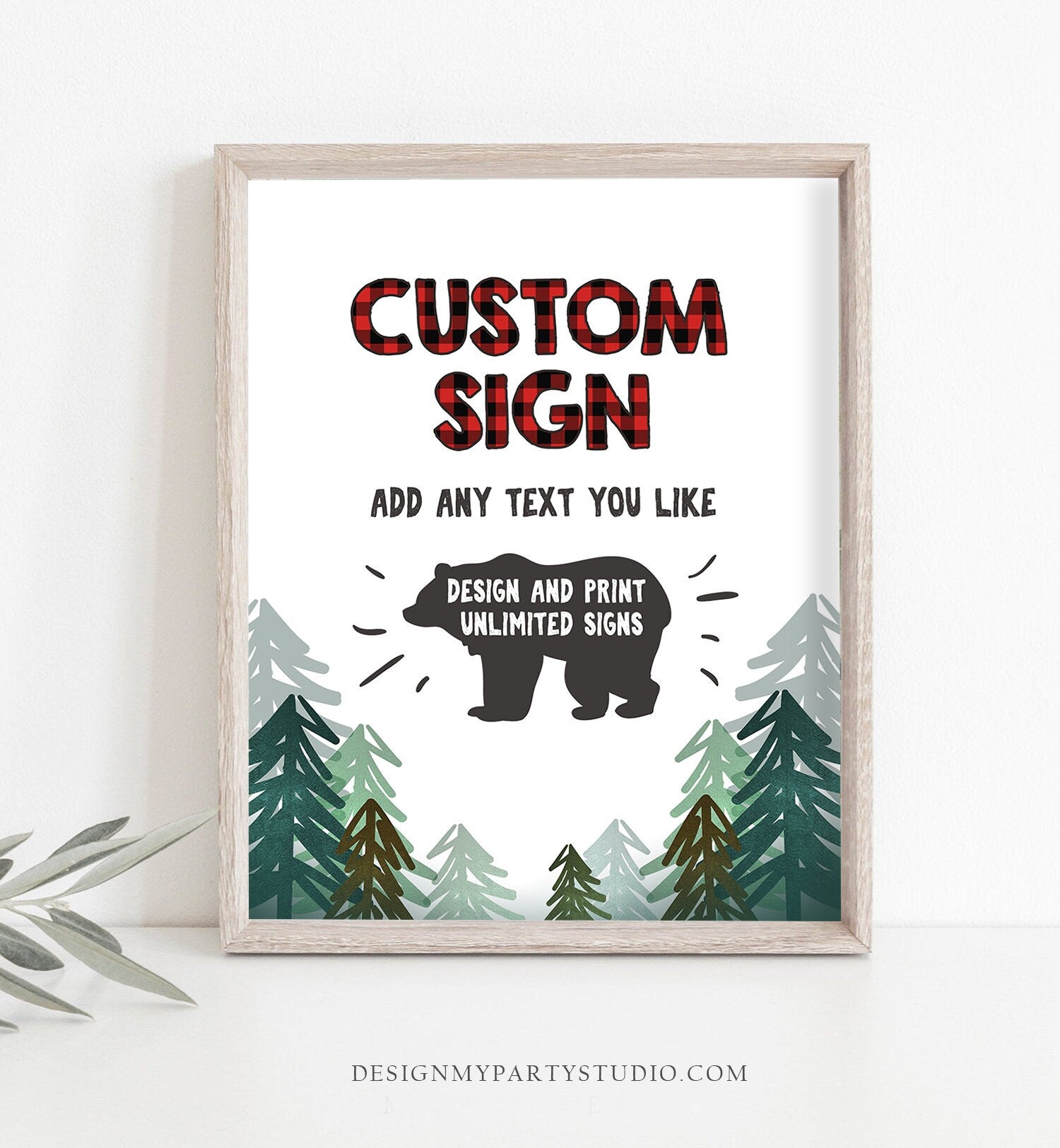 Editable Custom Sign Lumberjack Sign Lumberjack Birthday Lumberjack Party Decor Buffalo Plaid Adventure 8x10 Download PRINTABLE Corjl 0377