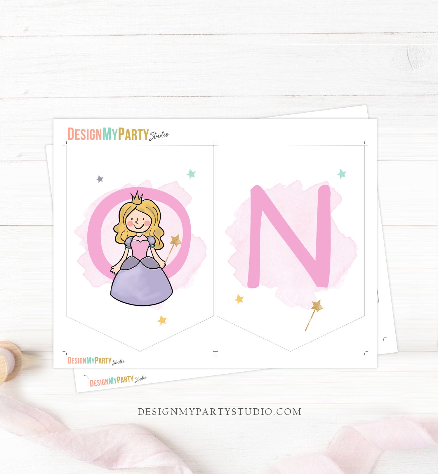 Princess High Chair Banner 1st Birthday Royal Girl First Birthday Princess and Knights Fairytale ONE Party Decor PRINTABLE Digital 0385