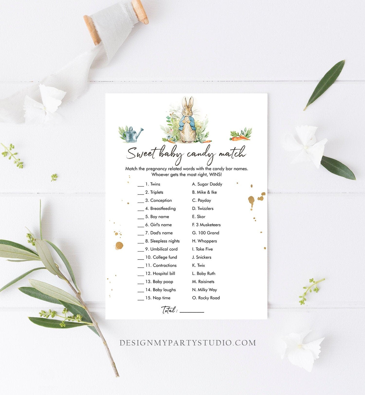 Editable Peter Rabbit Baby Shower Game Candy Match Baby Shower Game Sweet Baby Candy Bunny Shower Boy Rabbit Corjl Template Printable 0351