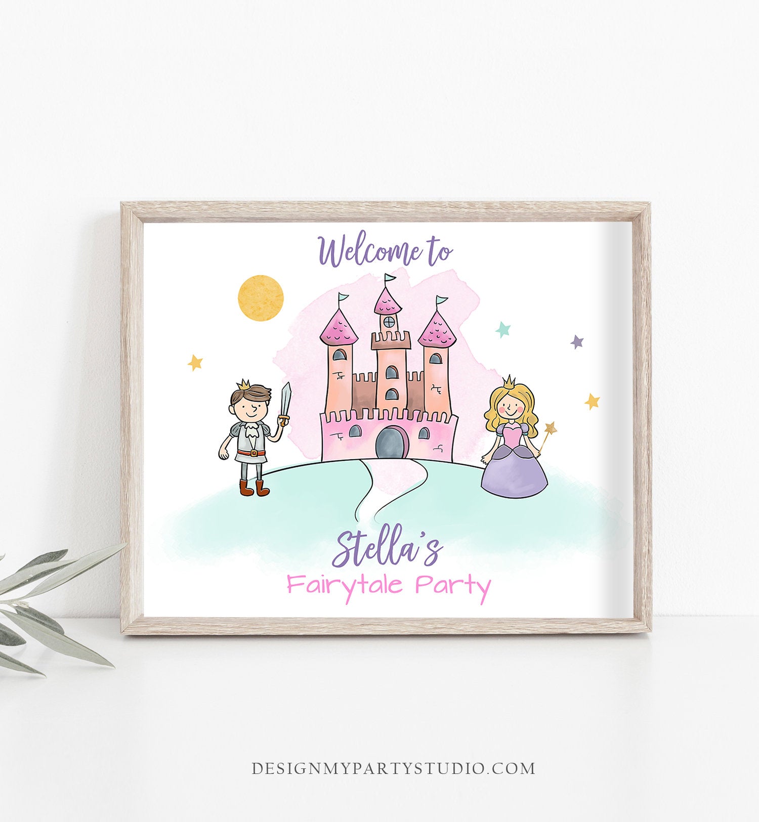 Editable Princess Party Welcome Sign Princess Birthday Welcome Fairytale Sign Princess Party Decor Castle Pink Template PRINTABLE Corjl 0385