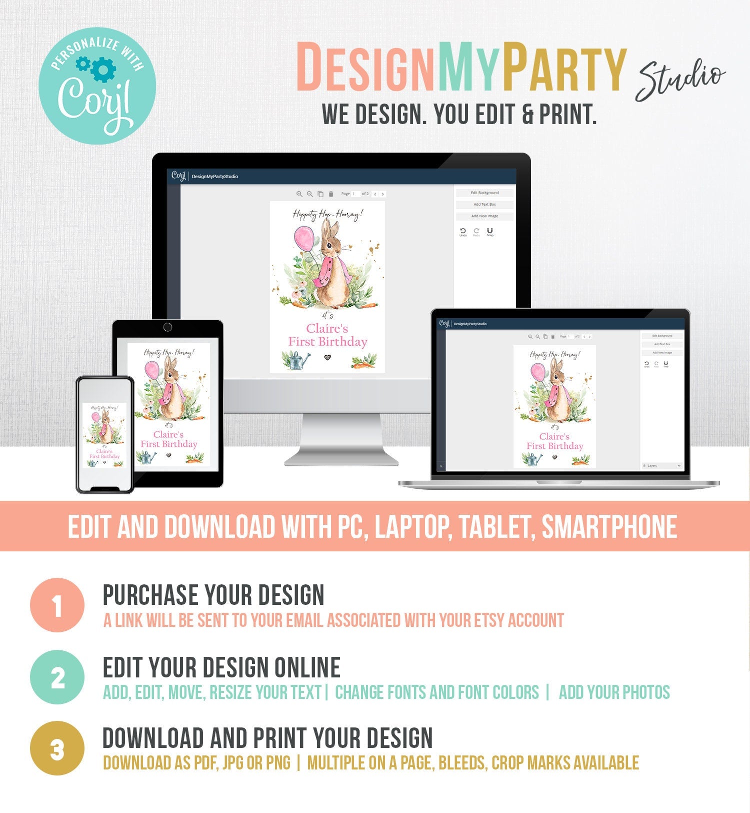 Editable Flopsy Bunny Capri Sun Labels Juice Pouch Labels Bunny Birthday Rustic Watercolor Juice Cup Download Corjl Template Printable 0351