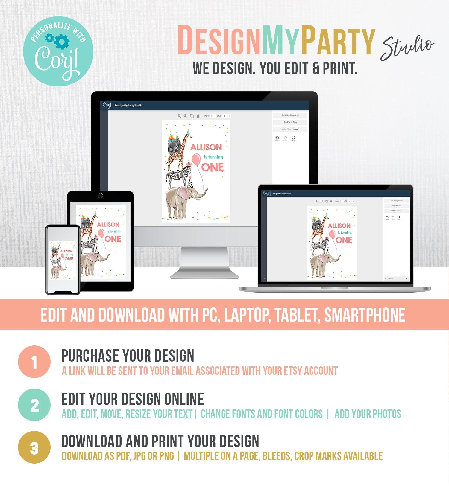 Editable Party Animals Capri Sun Labels Juice Pouch Labels Party Animals Birthday Girl Zoo Wild One Download Corjl Template Printable 0142