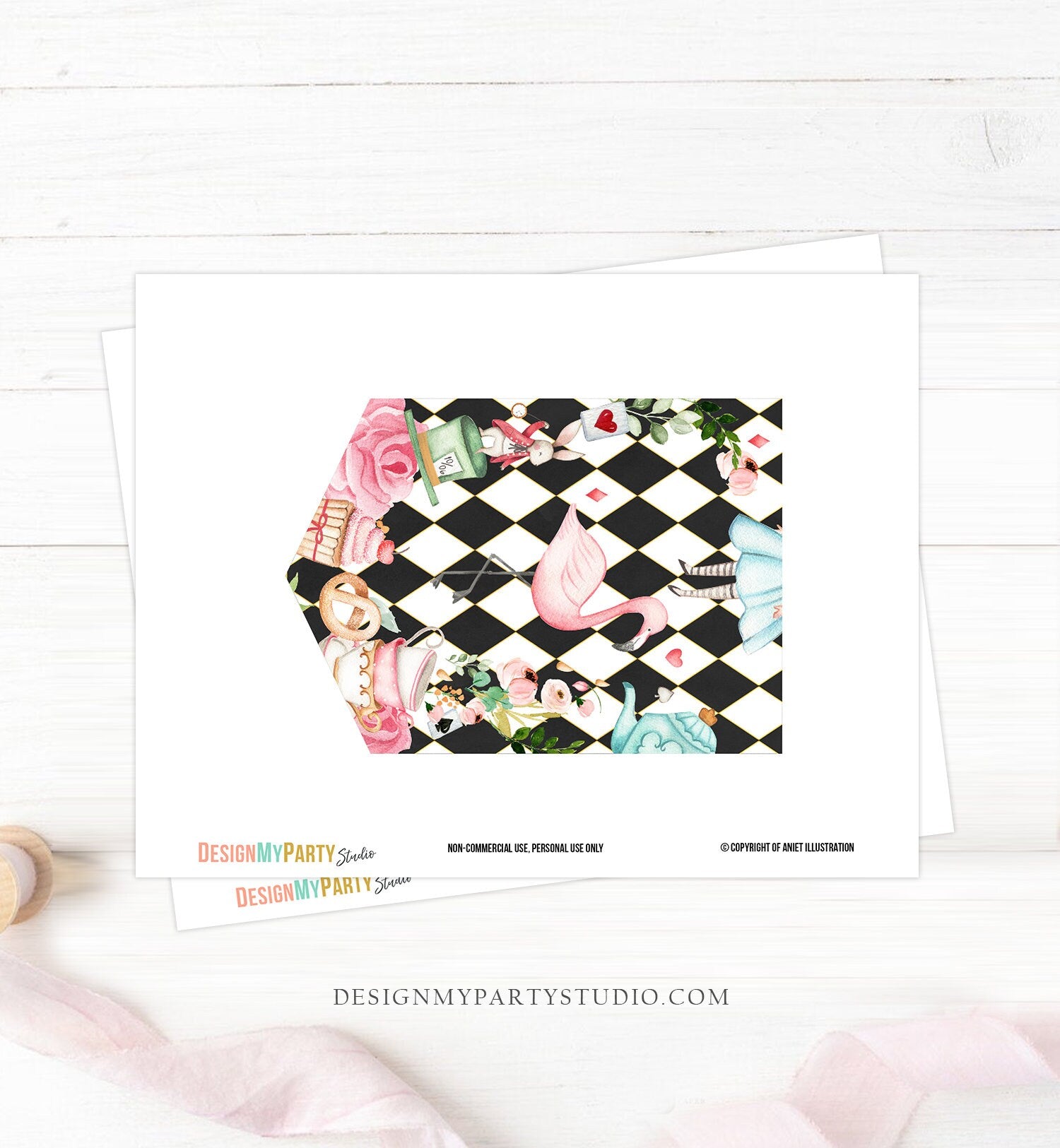 Alice in Wonderland Alphabet Banner A-Z Numbers Banner First Happy Birthday Onederland Girl Black Tea Party Shower Decor Printable 0350