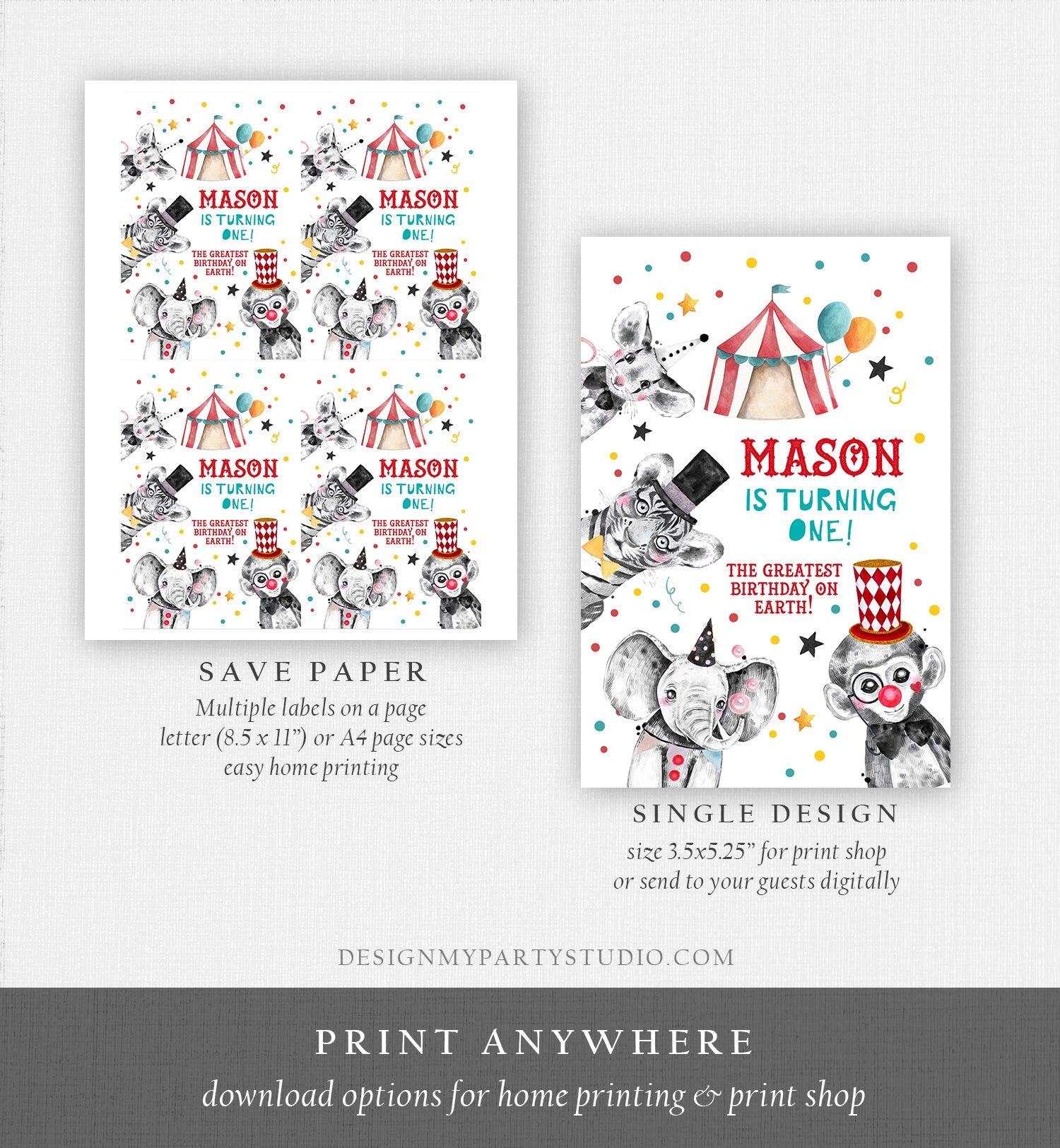 Editable Circus Capri Sun Labels Juice Pouch Labels Carnival Birthday Big Top Boy Birthday Decor Come Download Corjl Template Printable 0355