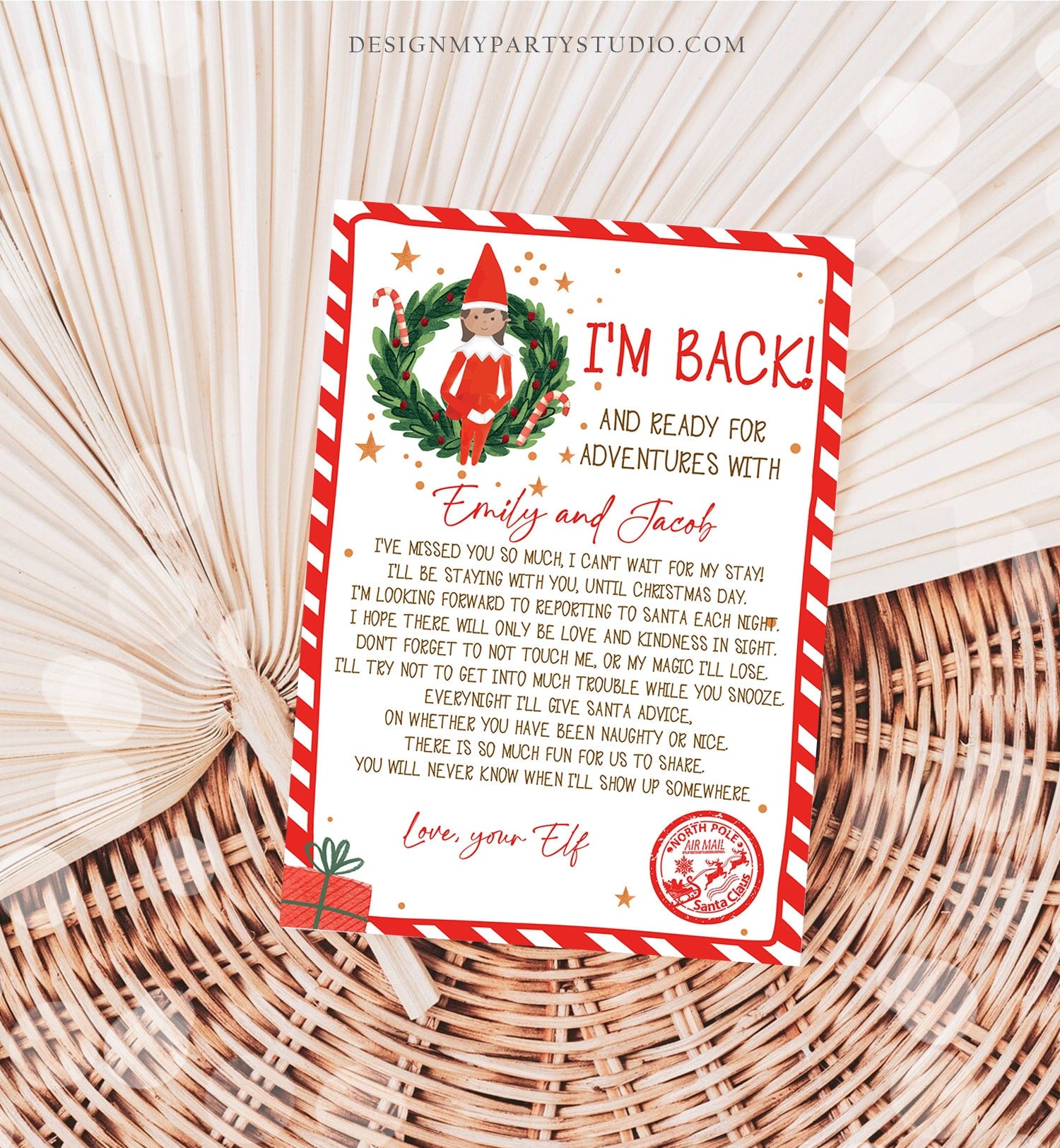 Editable Elf Arrival Letter Return Letter Christmas Elf I'm Back Elf Welcome Christmas Elf Letter Girl From Your Elf Printable Template 0358
