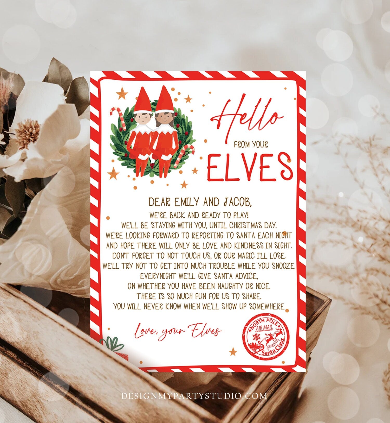 Editable Elf Arrival Letter Return Letter Christmas Elf We're Back Elf Welcome Hello Letter from Elves Boy and Girl Printable Template 0358