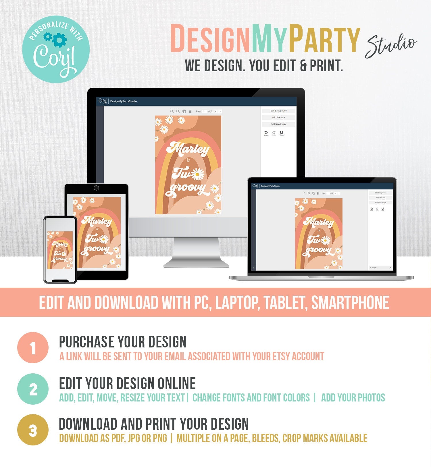 Editable Groovy Birthday Capri Sun Labels Juice Pouch Labels Floral Retro 70's Hippie Fesitval Vibes Download Corjl Template Printable 0428