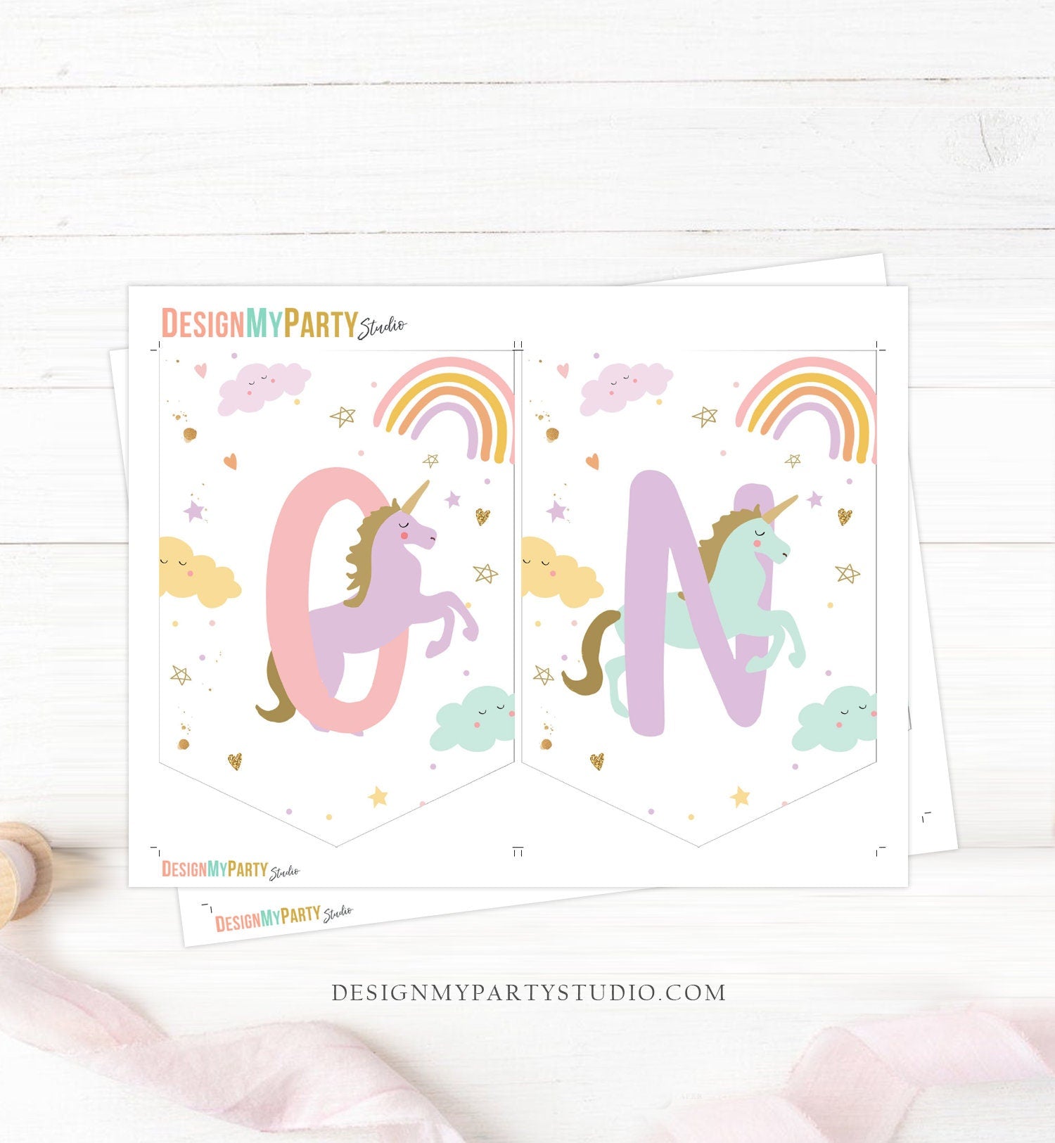 Unicorn High Chair Banner Magical Unicorn Girl 1st First Birthday Pink High Chair Decor ONE Pastel Rainbow Party PRINTABLE Digital 0426