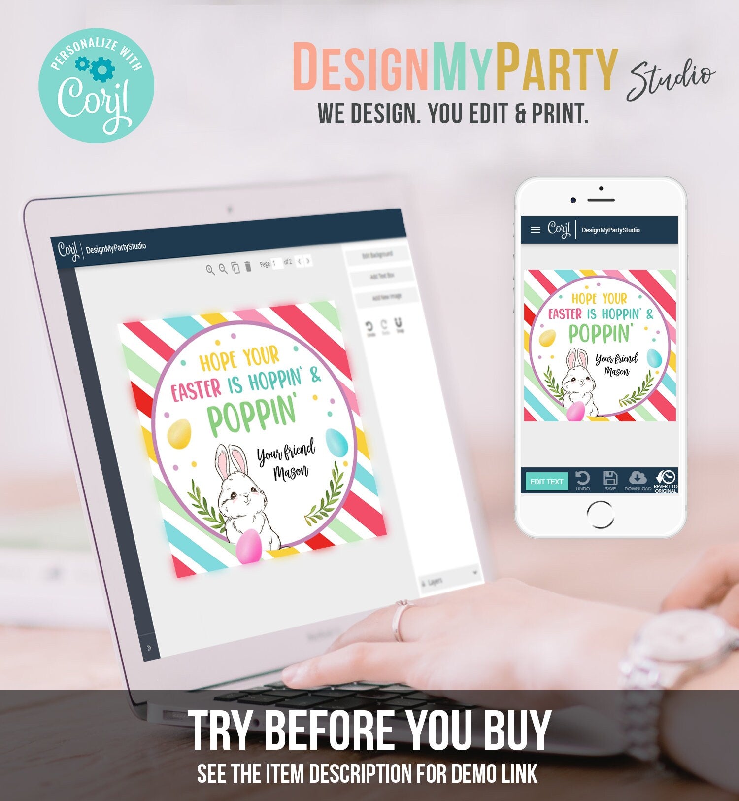 Editable Pop It Easter Gift Tags Easter Favor Tags Fidget Toy Easter Cards for Kids School Poppin' Personalized Tag Digital PRINTABLE 0449