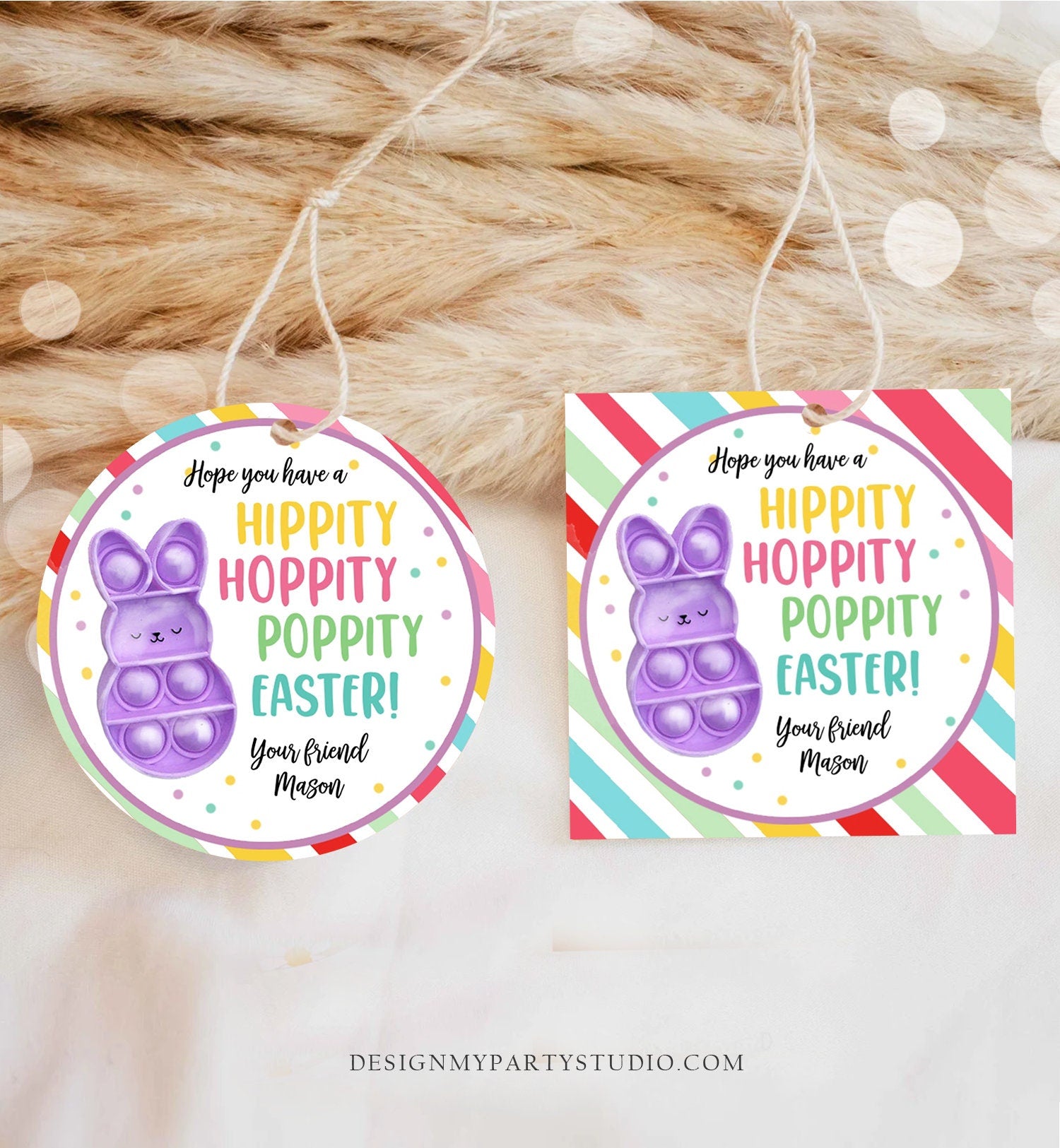 Editable Pop It Easter Gift Tags Easter Favor Tags Fidget Toy Easter Cards for Kids School Poppin' Personalized Tag Digital PRINTABLE 0449